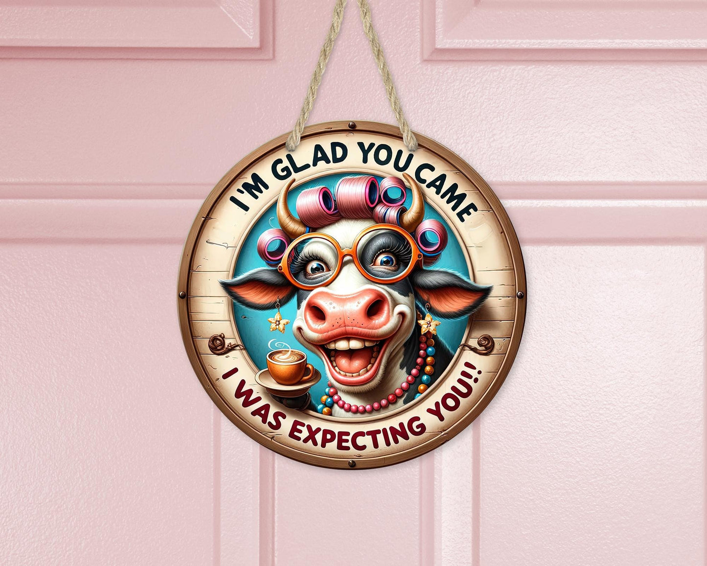 Whimsical Cow Door Hanger - Unique Home Decor Gift for Mom Perfect for Front Porch Housewarming