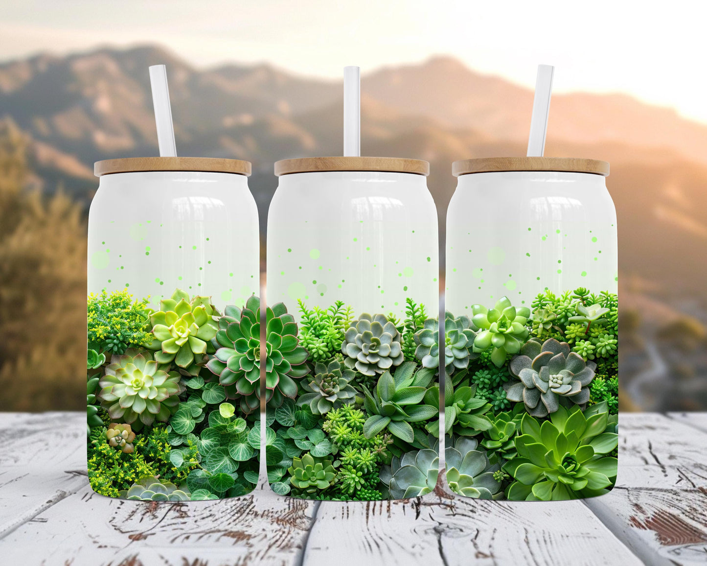 Succulent Plant Tumbler, Plant Mom Gift, 16oz Botanical Soda Can, Terrarium Tumbler