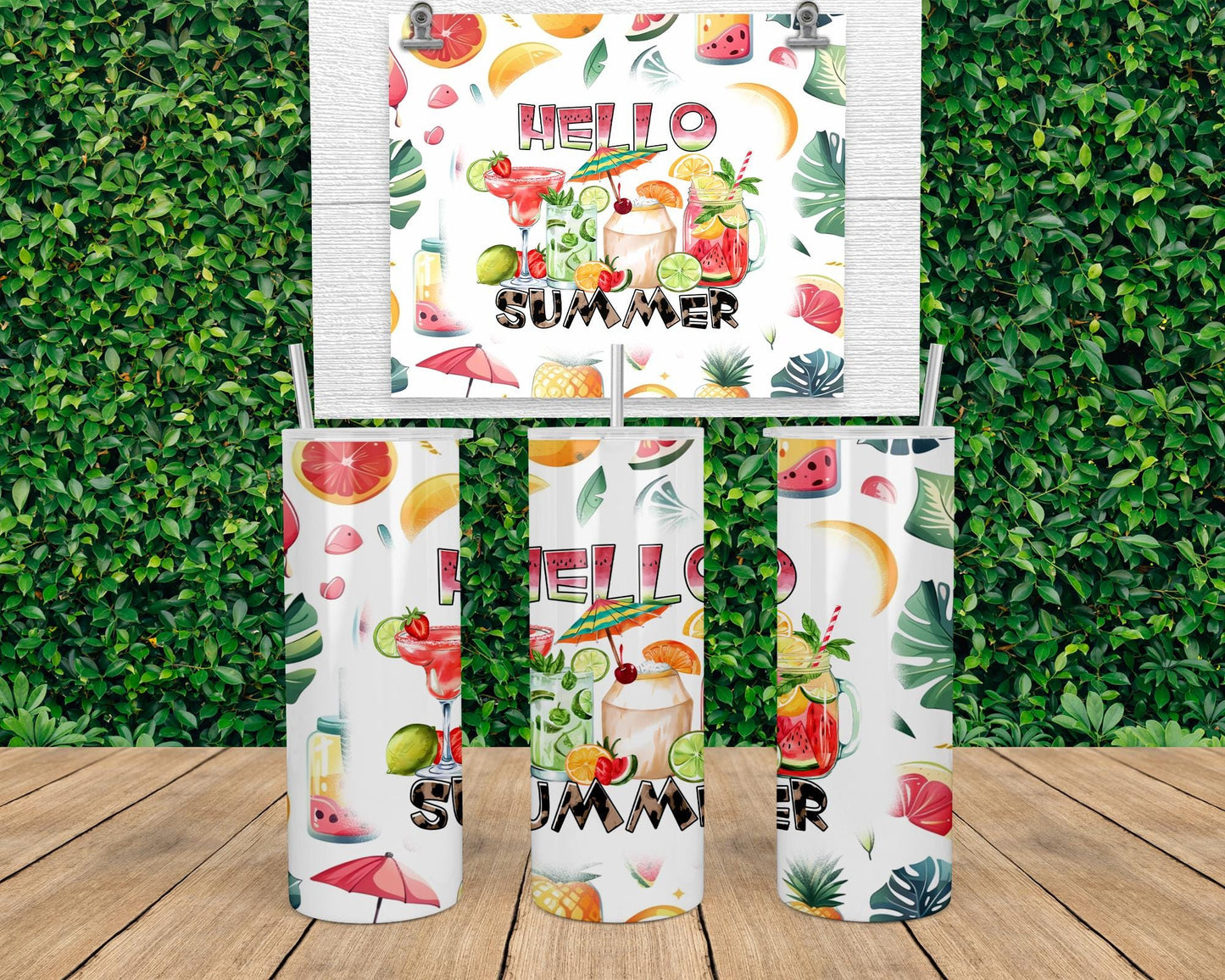 20oz Insulated Tumbler for Hot Cold Drinks - Fun Hello Summer Design