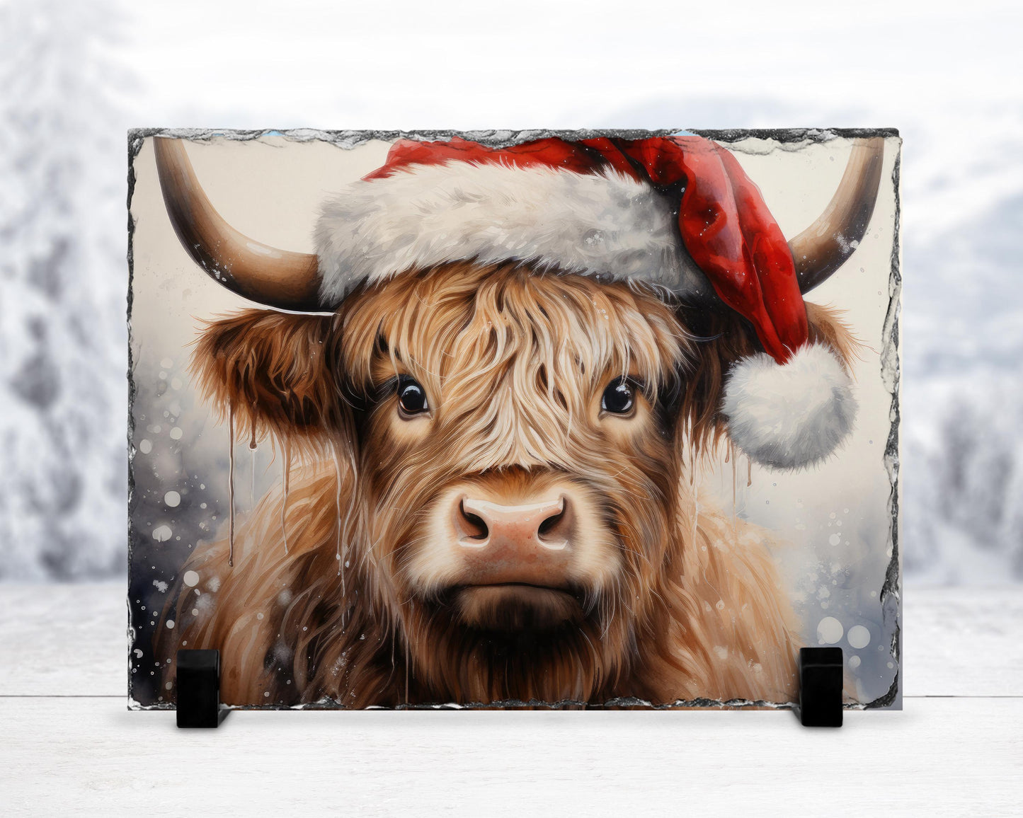 Highland Cow Slate Sign - Rustic Farmhouse Christmas Decor for Holiday Cheer
