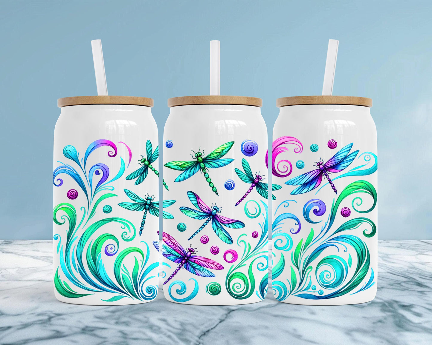 Dragonfly Tumbler Gift, Colorful Nature Travel Mug, 16oz Stainless Steel Insulated Cup