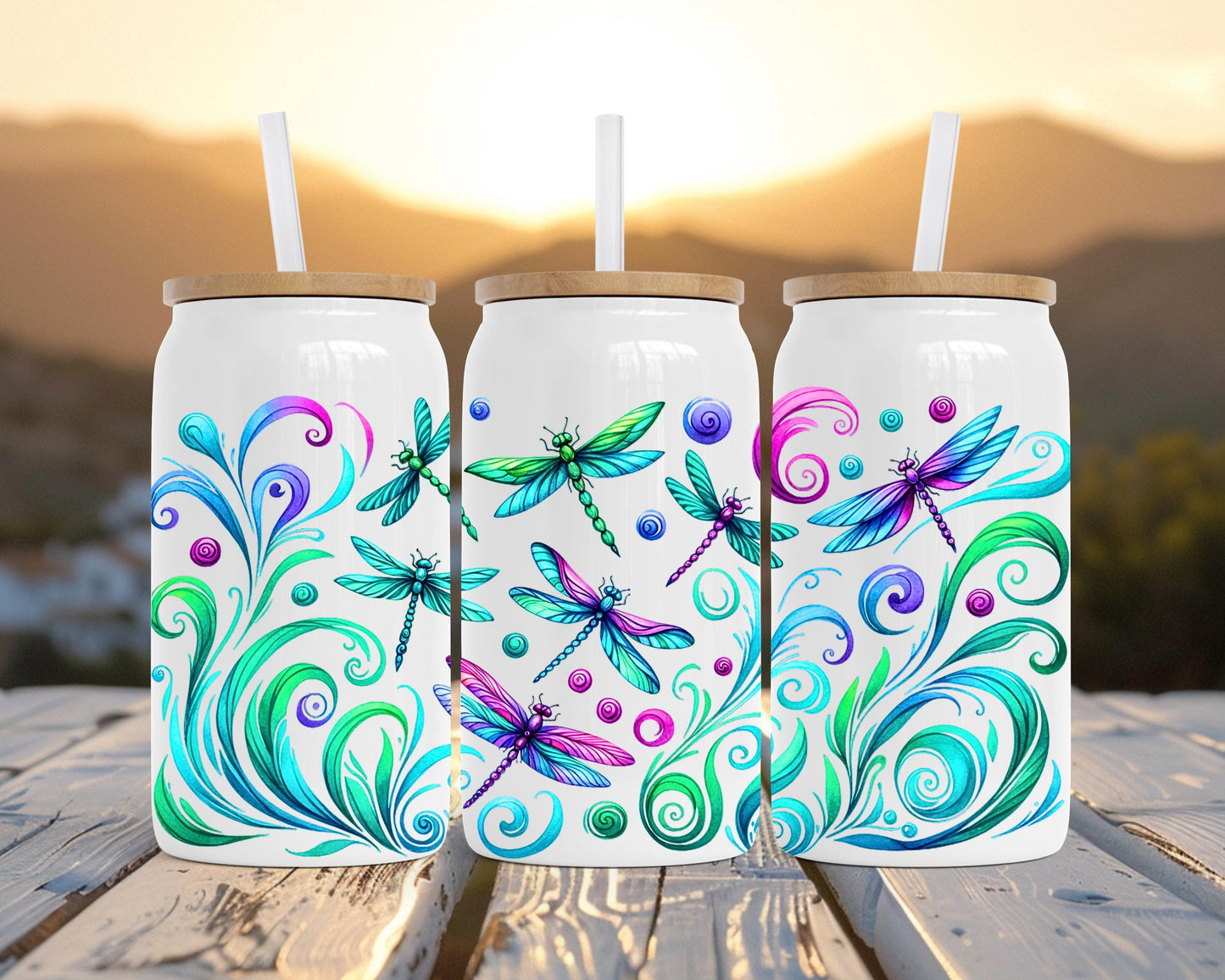 Dragonfly Tumbler Gift, Colorful Nature Travel Mug, 16oz Stainless Steel Insulated Cup