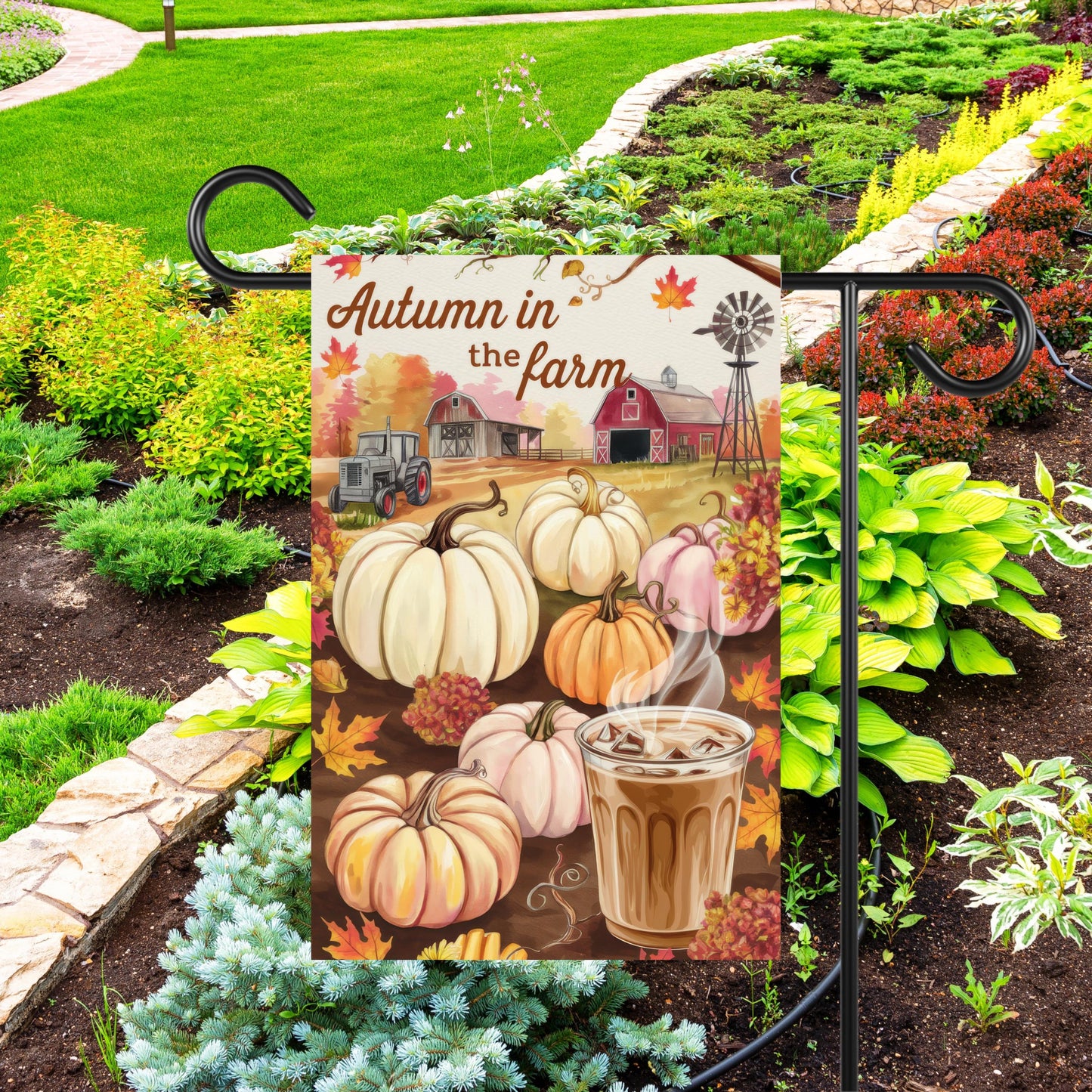 Double-Sided Farmhouse Autumn Garden Flag - Charming Fall Yard Decor