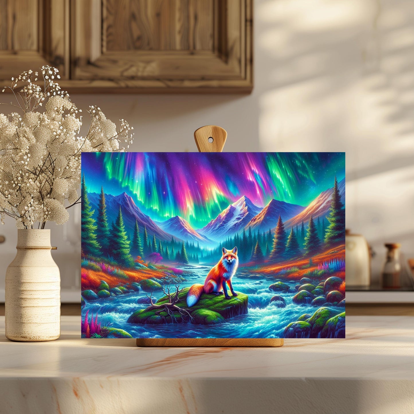 Vibrant Fox Cutting Board - 11x15 Inch Tempered Glass Mountain Valley Design