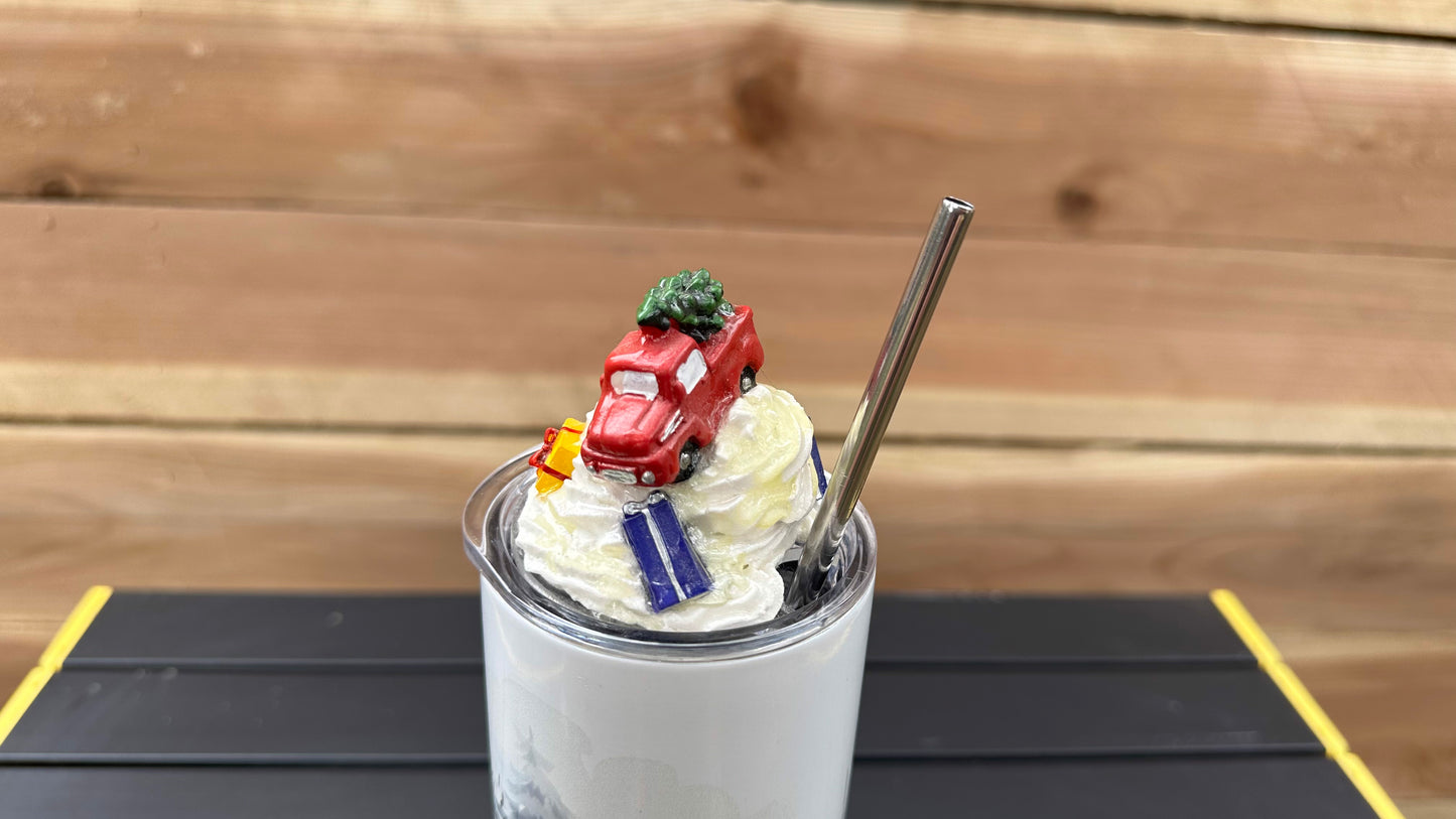 Christmas Red Truck Tumbler with Topper - Unique Gift for Her Perfect for Christmas Lovers