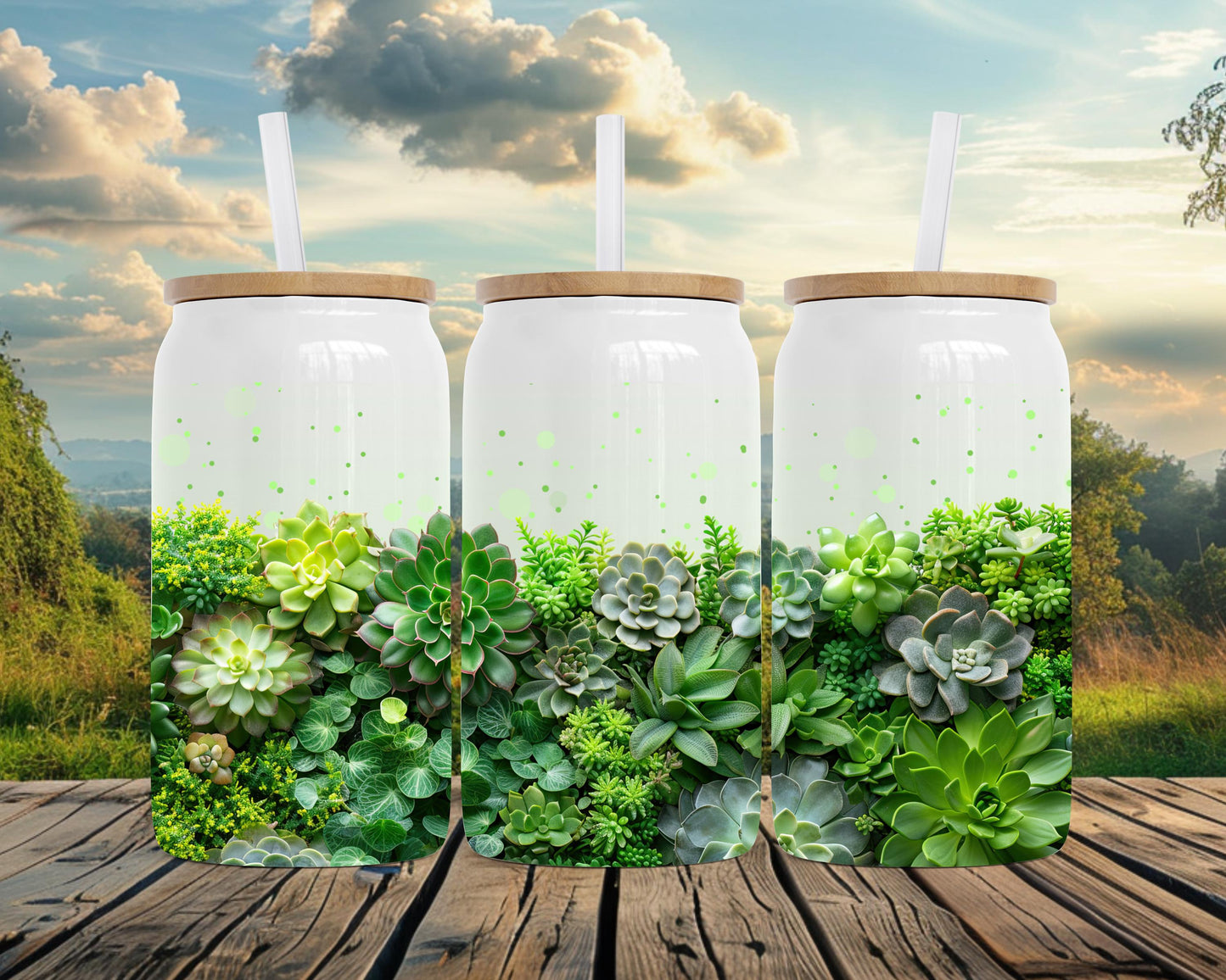 Succulent Plant Tumbler, Plant Mom Gift, 16oz Botanical Soda Can, Terrarium Tumbler
