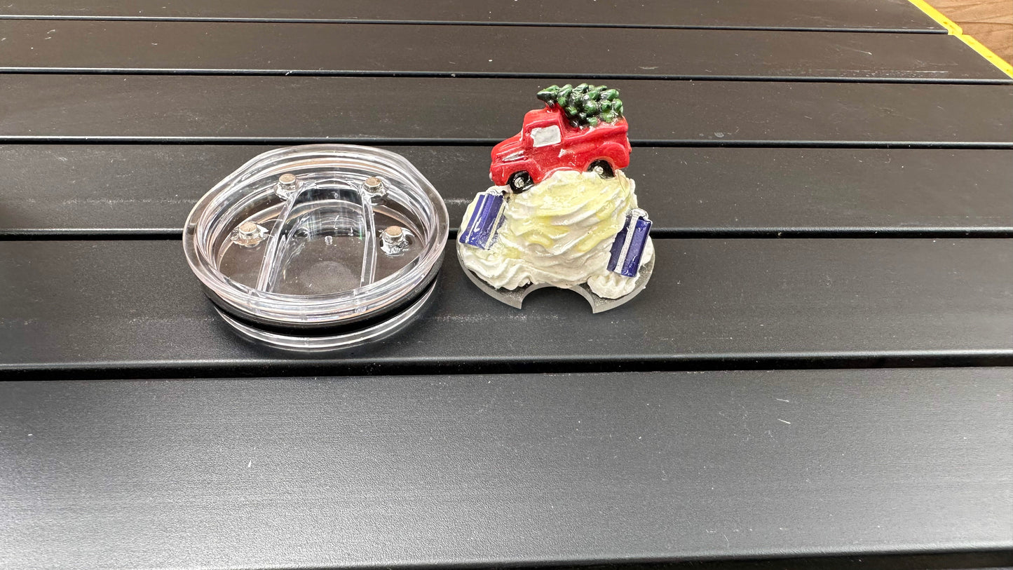 Christmas Red Truck Tumbler with Topper - Unique Gift for Her Perfect for Christmas Lovers