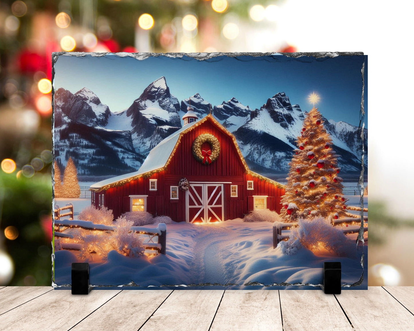Rustic Slate Christmas Barn Decor for Cozy Holiday Charm