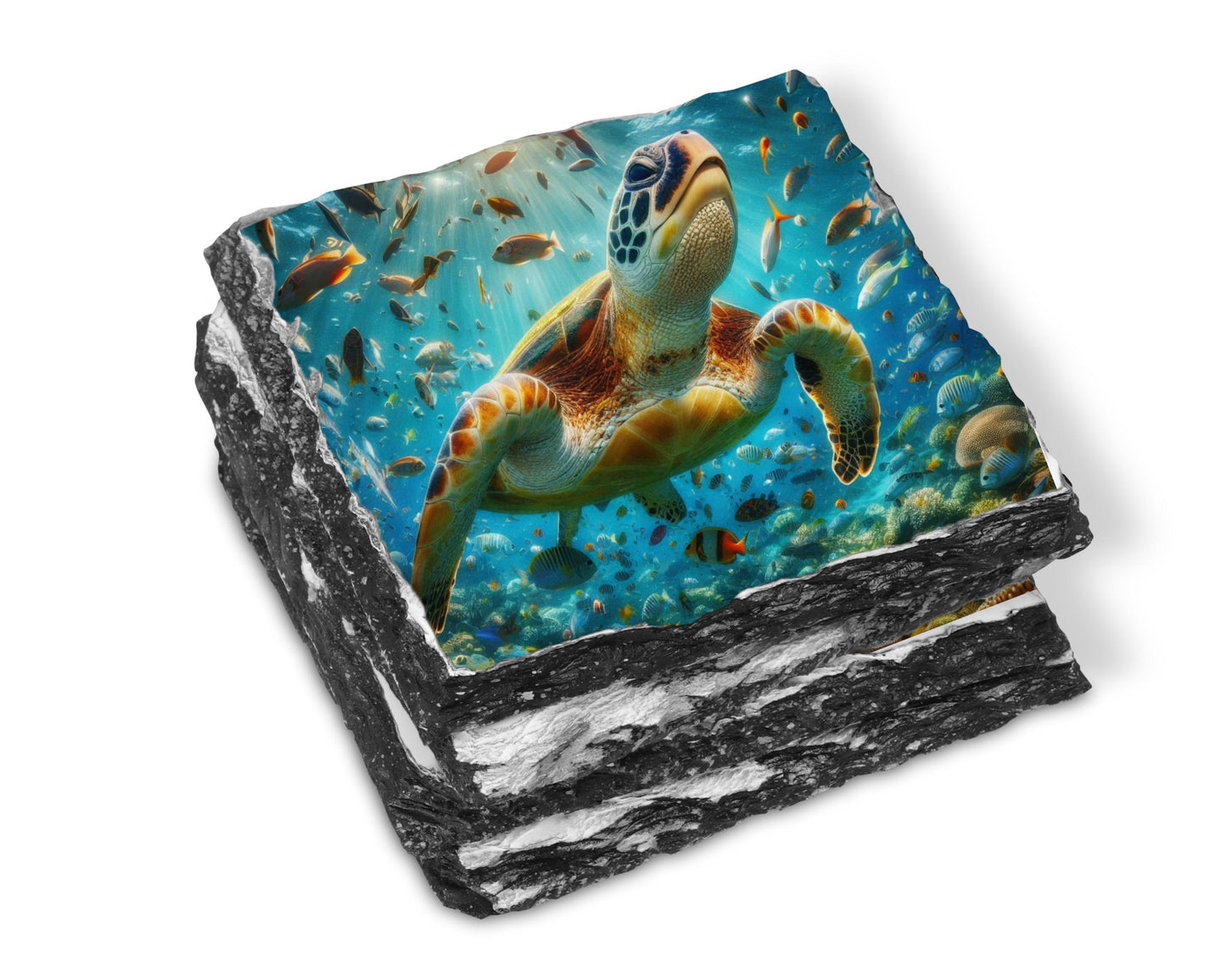 Ocean Slate Coaster Set - Beach House Drinkware Gift for Coastal Decor