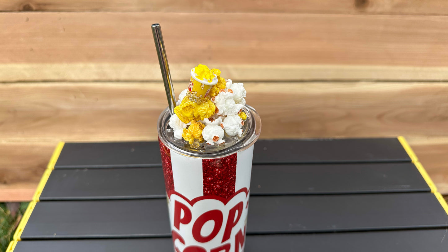 Popcorn Tumbler with Realistic 3D Removable Topper - Perfect Gift for Popcorn Lovers