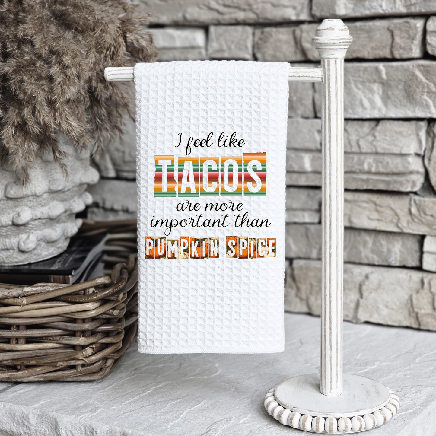 Funny Taco Kitchen Towel - Waffle Weave Microfiber for Autumn Decor