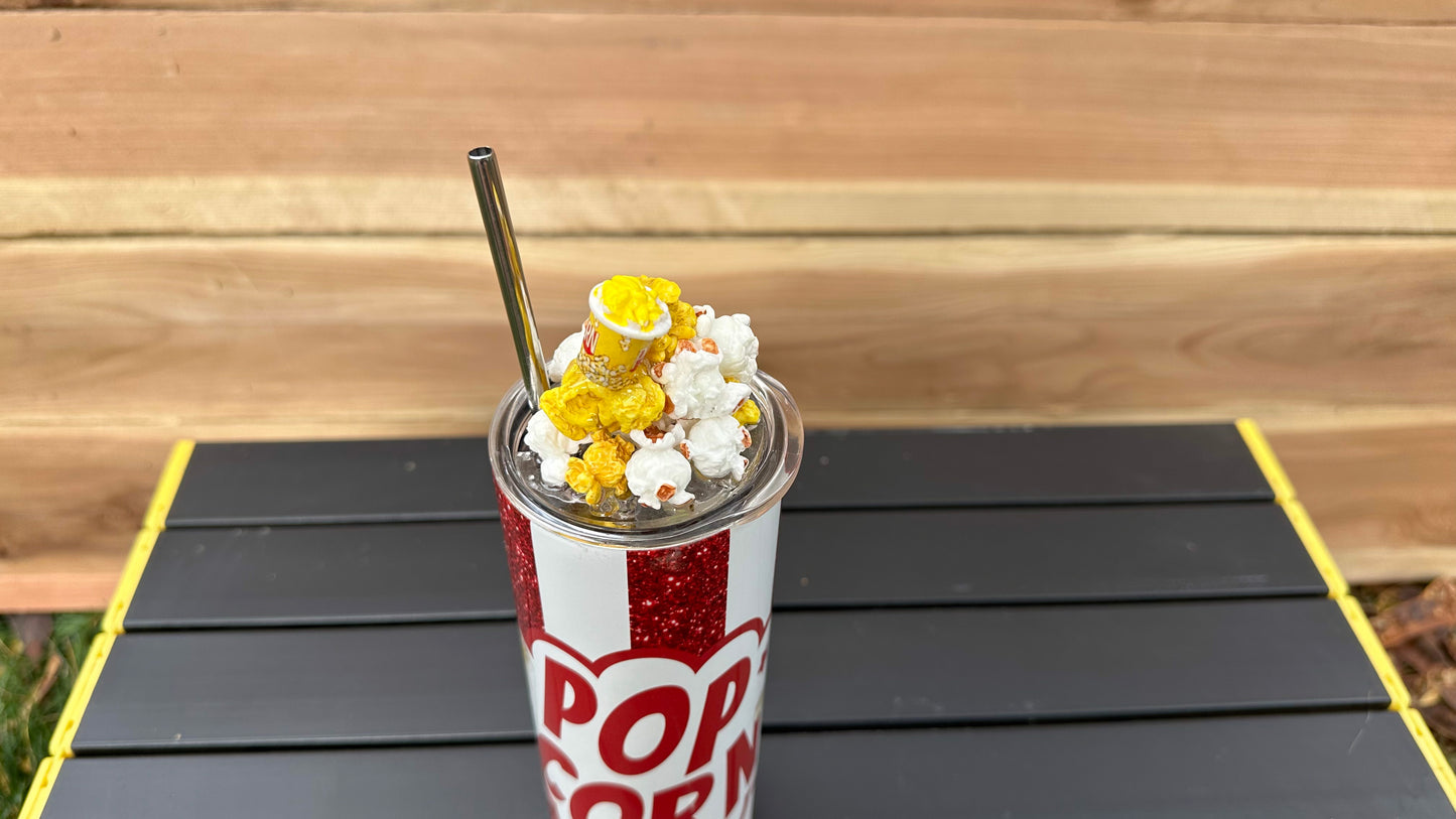 Popcorn Tumbler with Realistic 3D Removable Topper - Perfect Gift for Popcorn Lovers