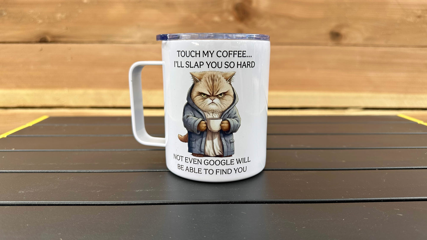 Funny Cat Travel Mug - Unique Sarcastic Coffee Cup for Cat Lovers Perfect Gift for Co-Workers Secret Santa