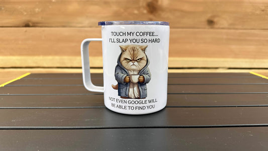 Funny Cat Travel Mug - Unique Sarcastic Coffee Cup for Cat Lovers Perfect Gift for Co-Workers  Secret Santa