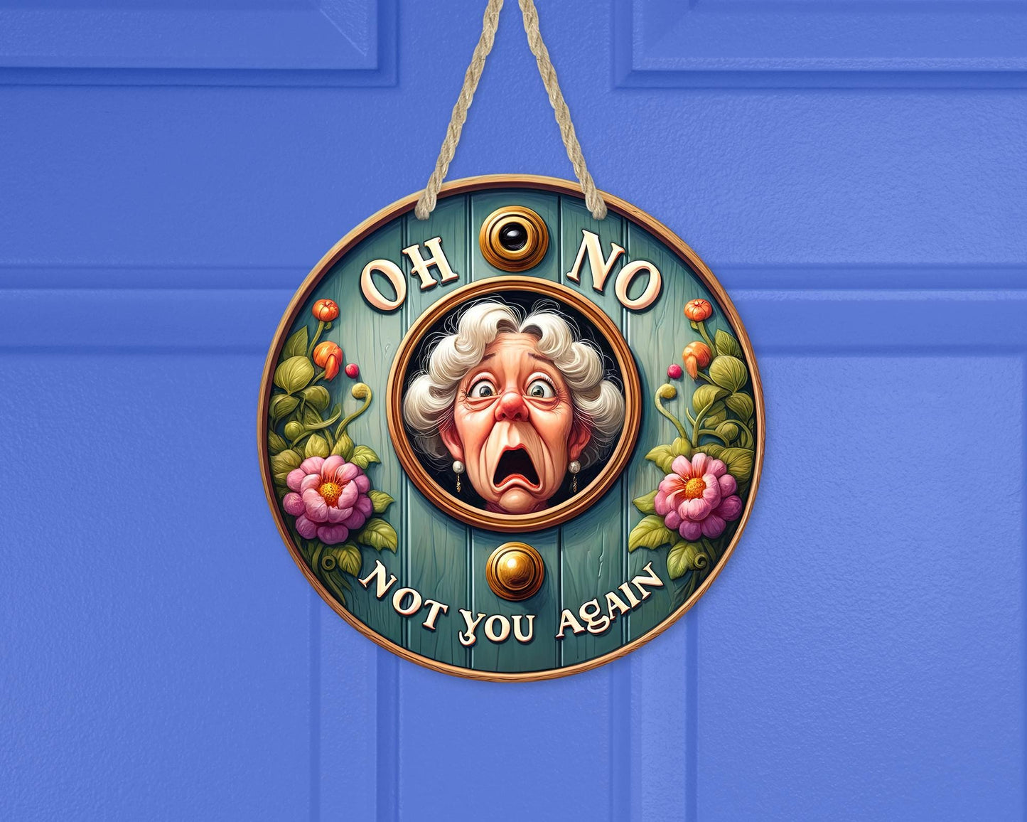 Whimsical 10x10 Aluminum Door Decor with Peek Hole Unique Housewarming Gift for Moms and New Homes