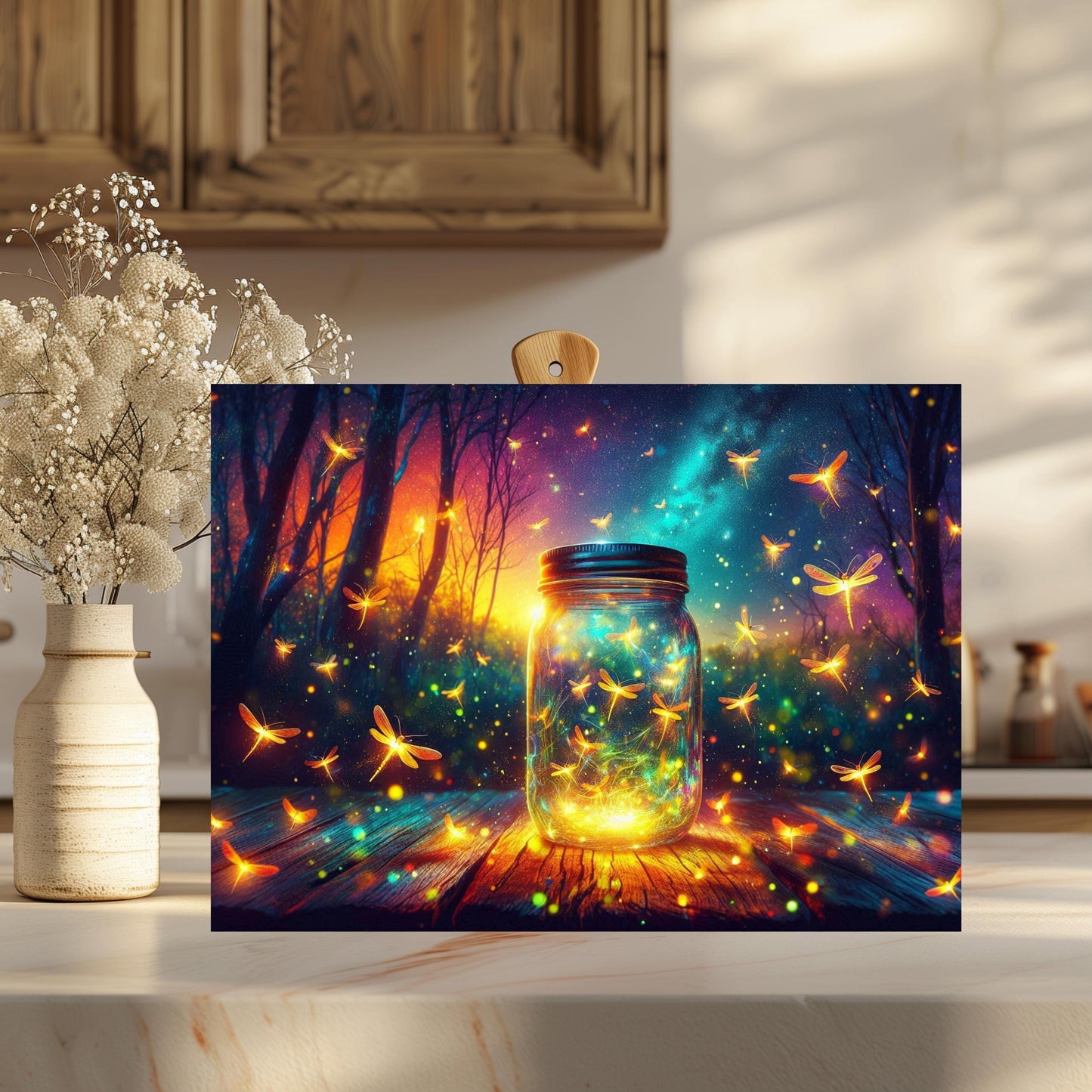 Firefly Mason Jar Glass Cutting Board, Nature-Inspired Housewarming Gift,