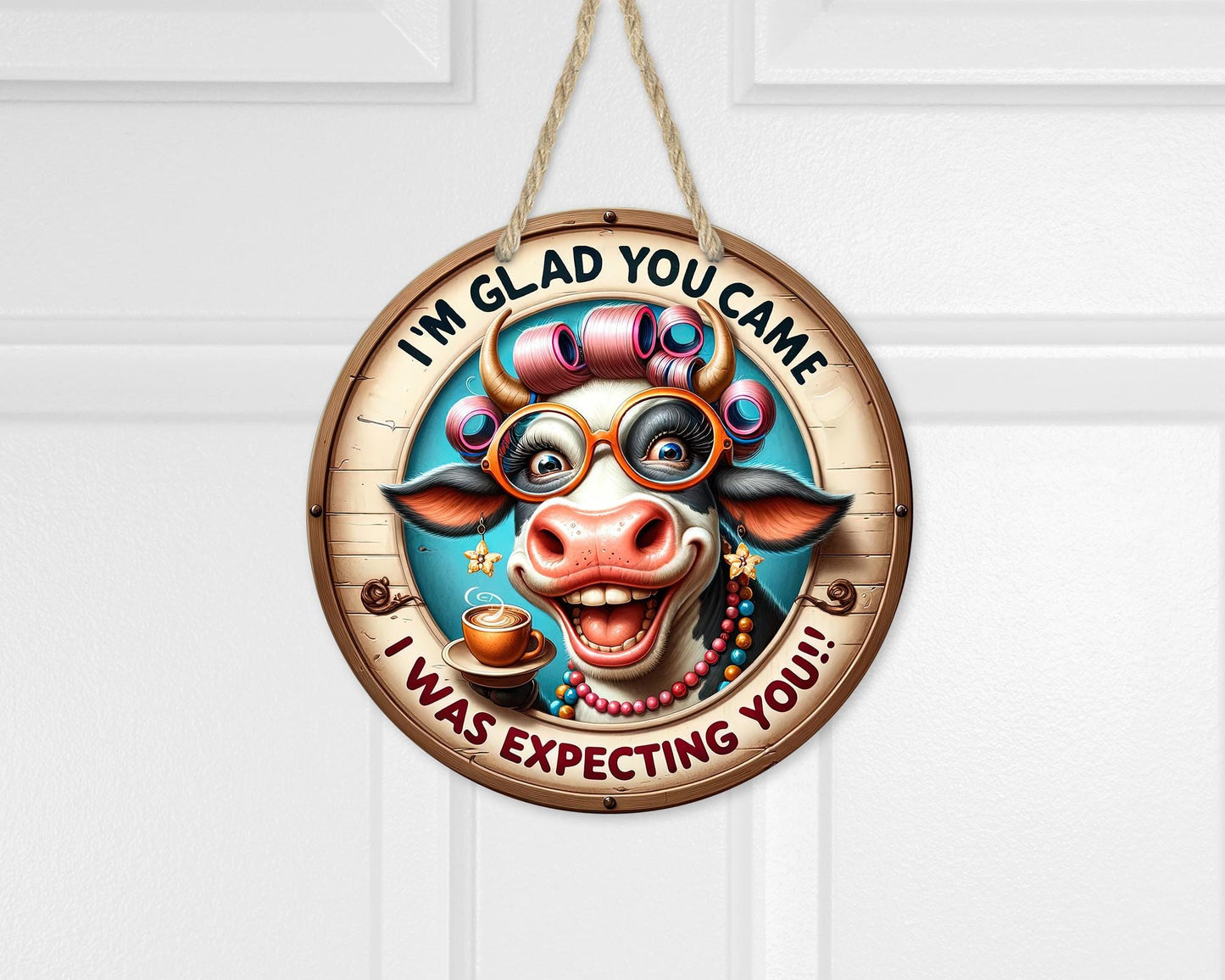 Whimsical Cow Door Hanger - Unique Home Decor Gift for Mom Perfect for Front Porch Housewarming