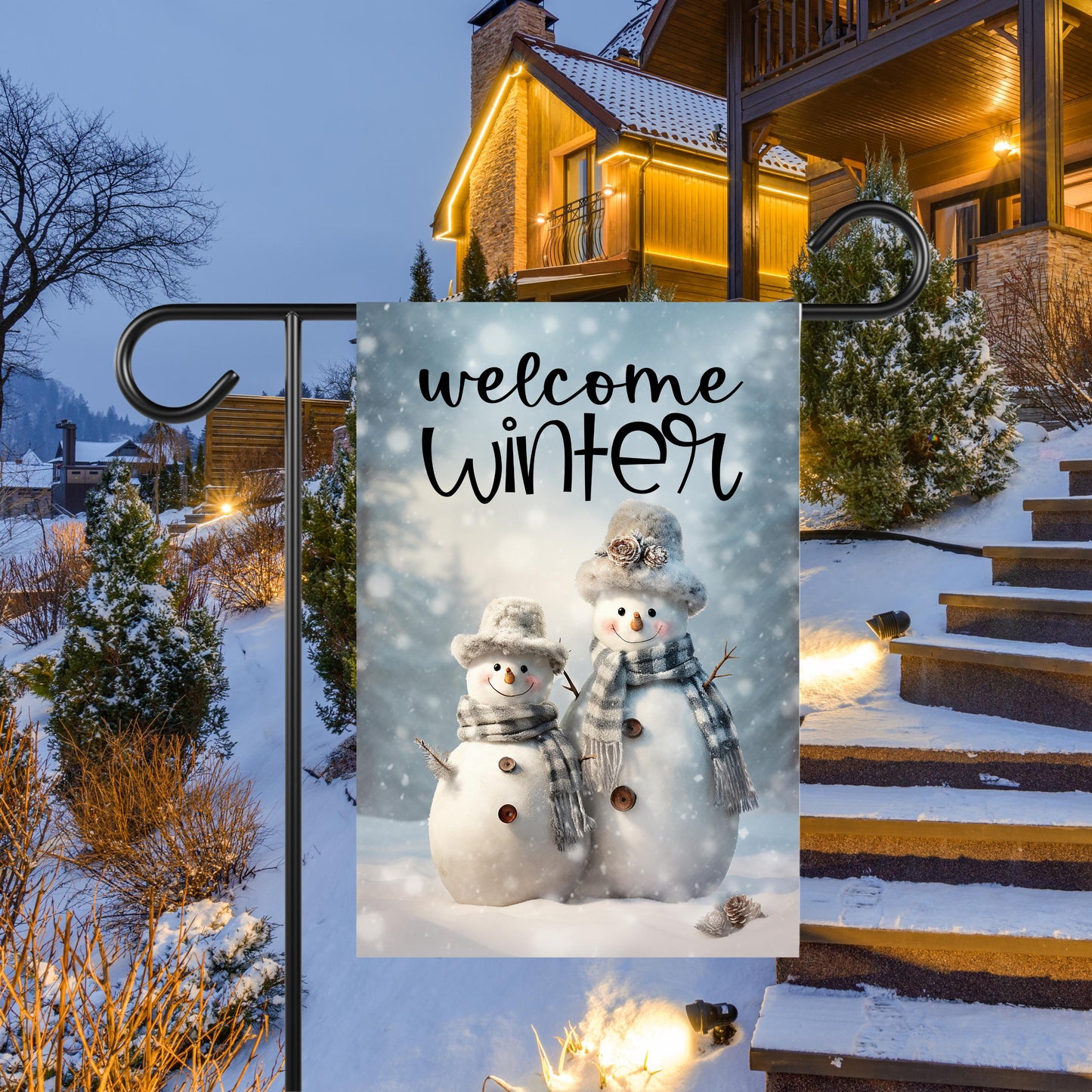 Winter Welcome Snowman Garden Flag - Double-Sided 12x18 Inches for Festive Outdoor Decor
