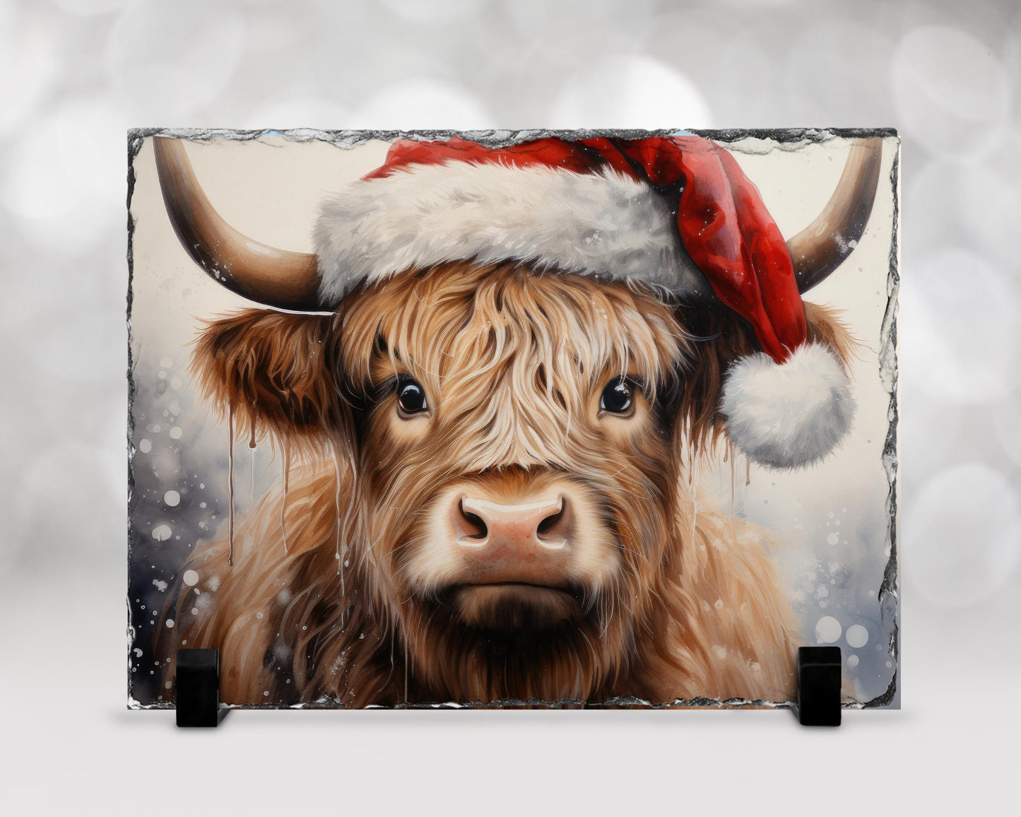 Highland Cow Slate Sign - Rustic Farmhouse Christmas Decor for Holiday Cheer