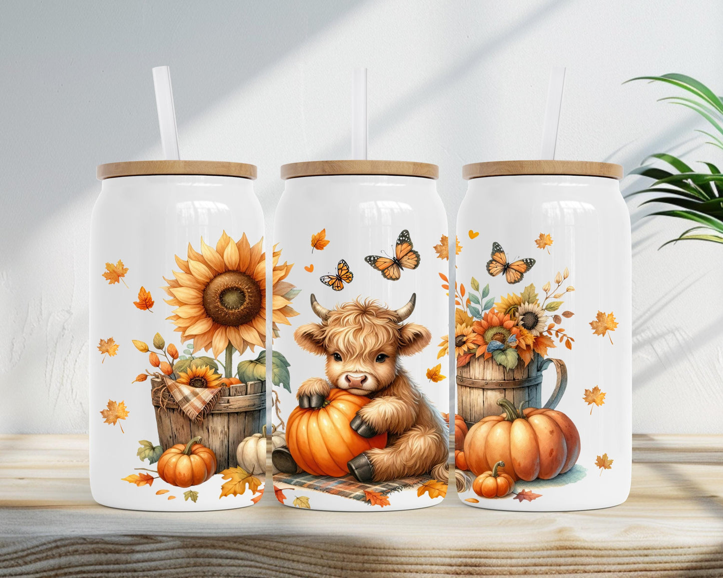 Autumn Highland Cow Stainless Steel Soda Can, Unique Gift for Highland Cow Lover
