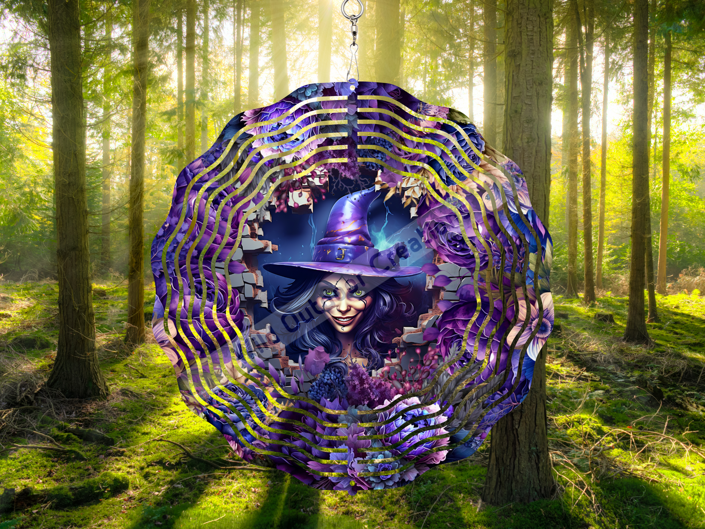 Witch 3D 10'in Wind Spinner, Halloween Décor for porch,