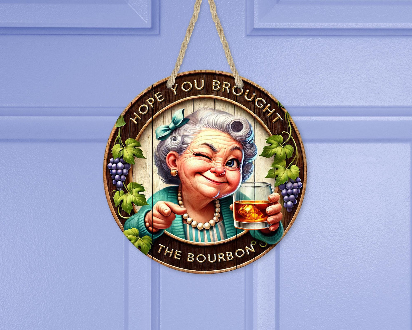 Sassy Bourbon Lady Wreath - Unique Door Decor Gift for Bourbon Lovers and Sisters