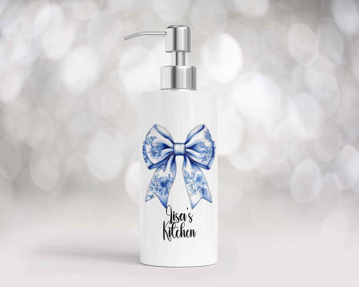Personalized 18oz Stainless Steel Soap Dispenser with Coquette Box - Unique Bridal Shower Gift Kitchen Decor