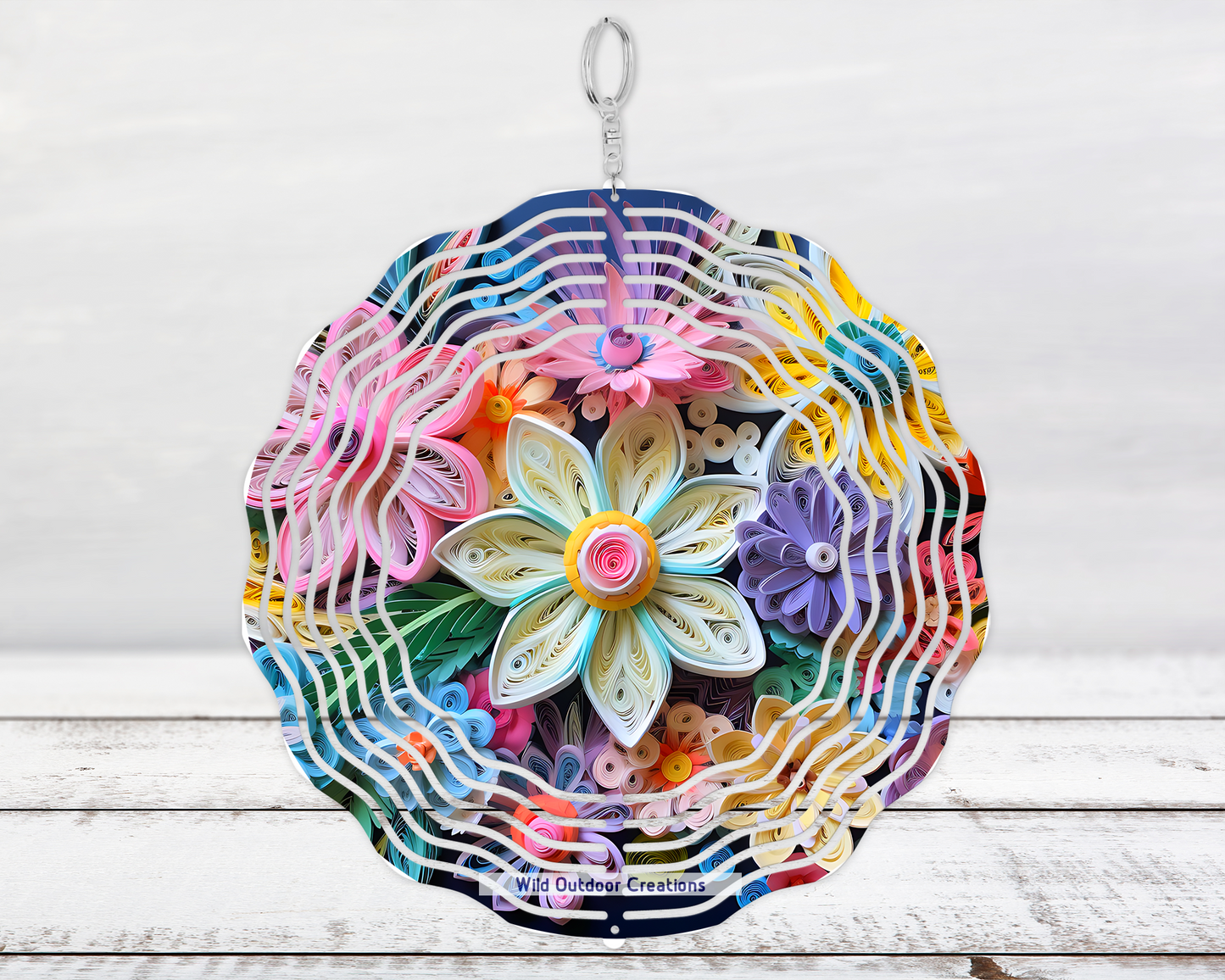 Pastel Floral 3D 10'in Wind Spinner, Unique Gifts for Her
