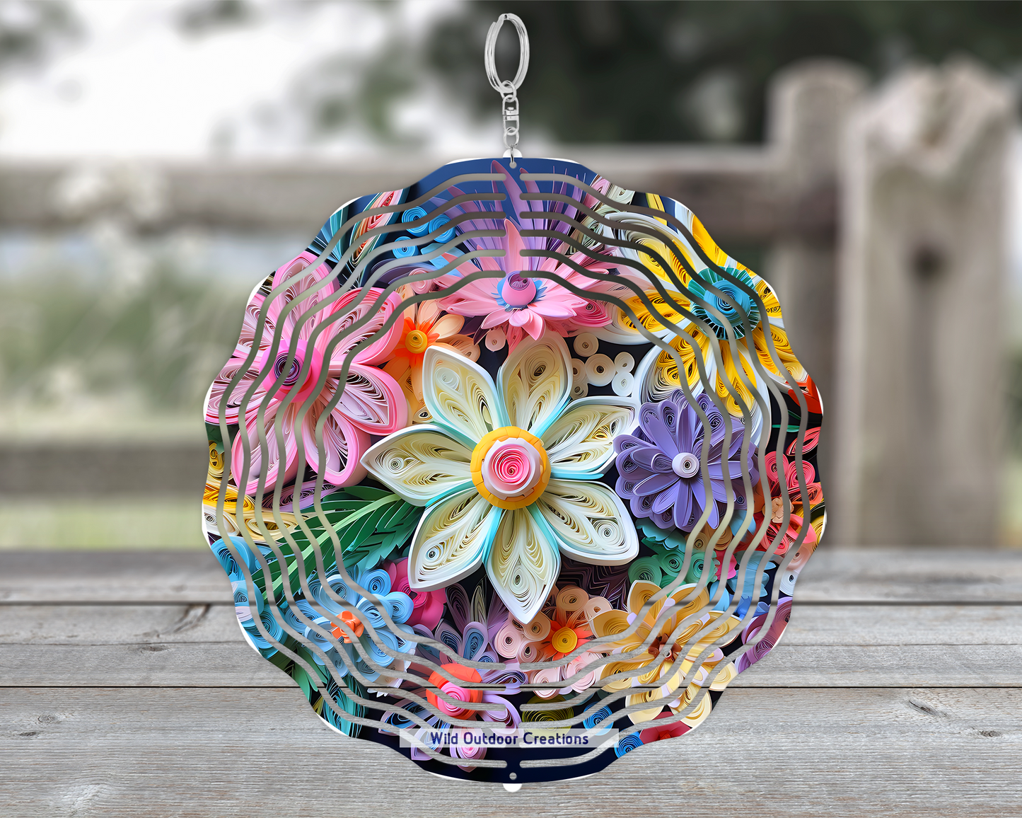 Pastel Floral 3D 10'in Wind Spinner, Unique Gifts for Her