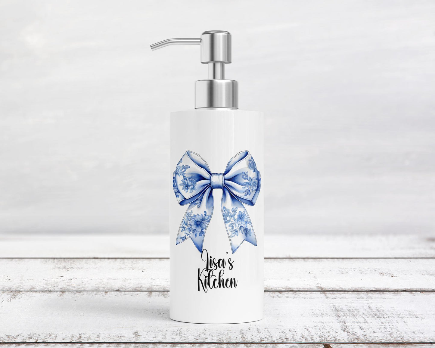 Personalized 18oz Stainless Steel Soap Dispenser with Coquette Box - Unique Bridal Shower Gift Kitchen Decor