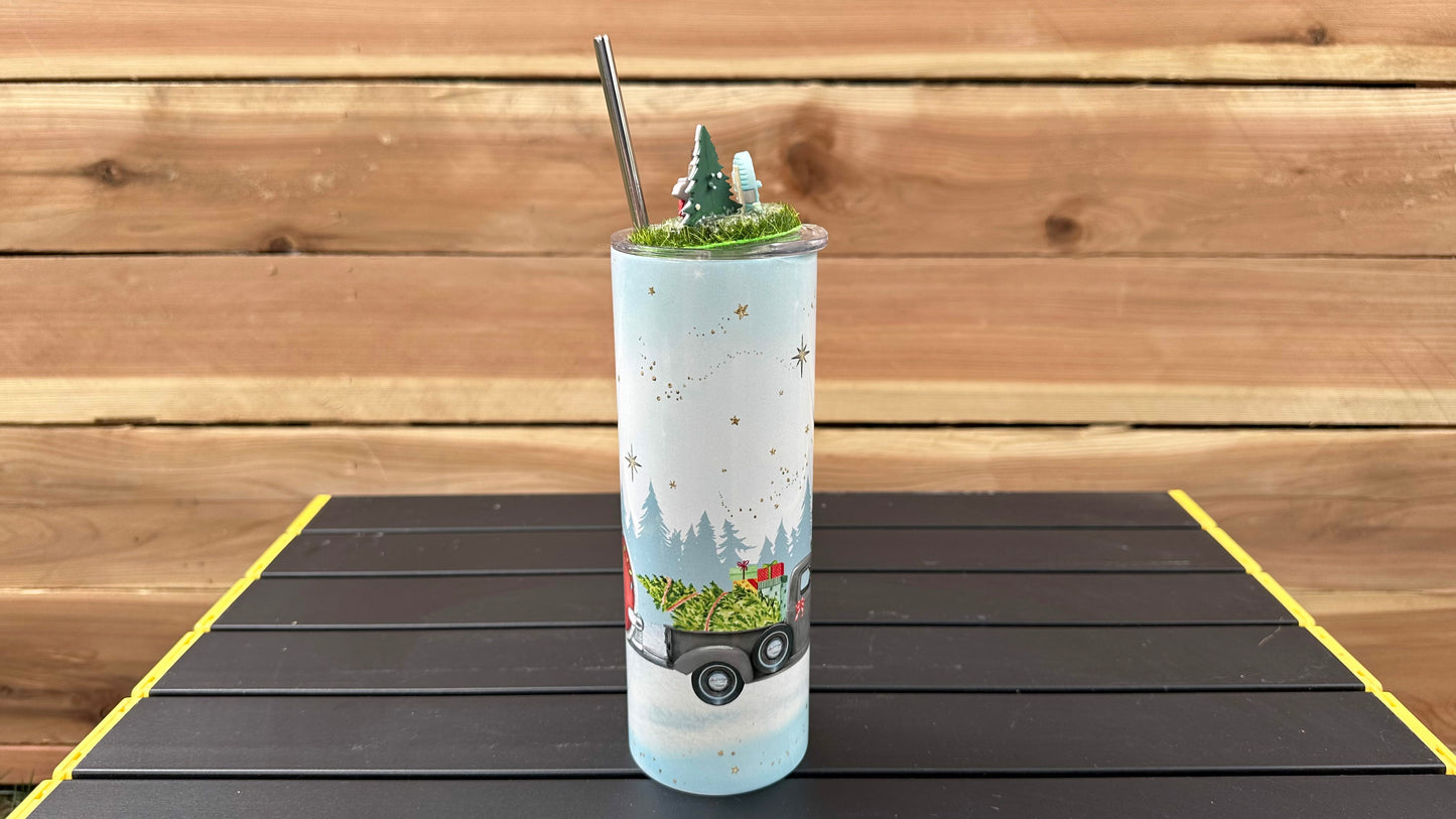 Winter RV Tumbler with Topper, Unique Gifts For Camper Lover, Christmas Gifts For Her