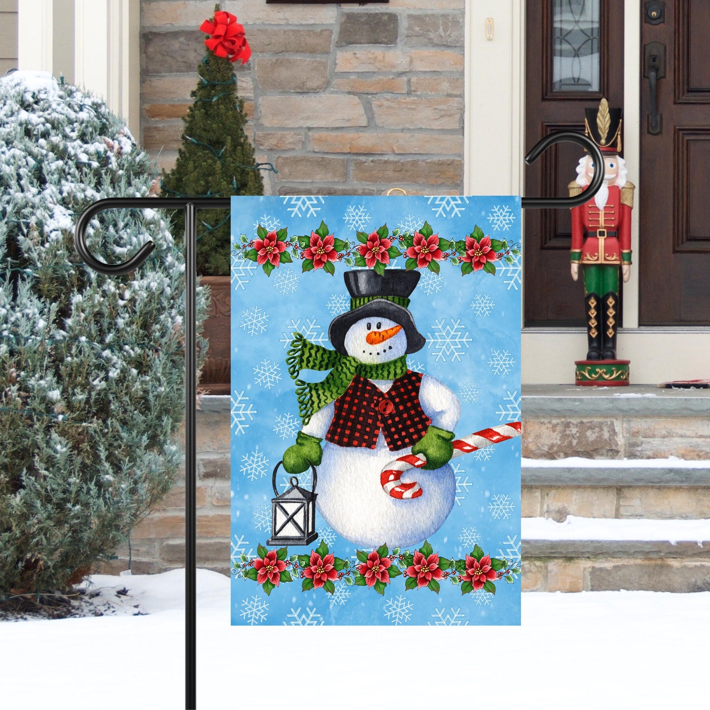 Festive Snowman Garden Flag 12x18 Inch - Holiday Decor for Snowman Lovers