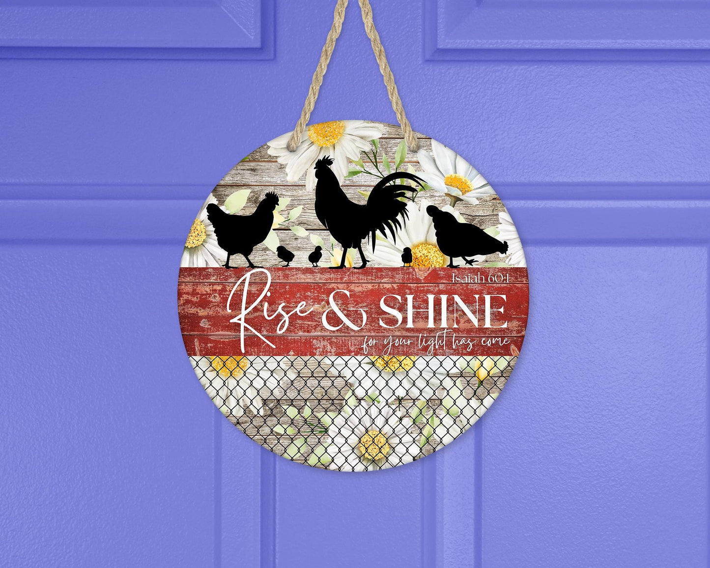 Rise Shine Chickens Door Wreath Perfect Housewarming Gift Christian Blessing for New Homes