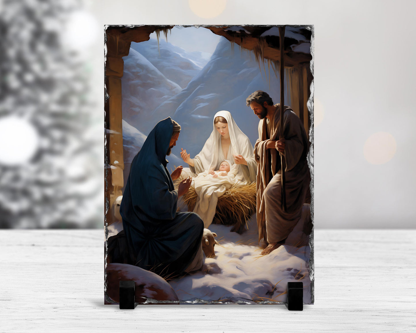 Holy Family Slate Plaque - 78x585 In Christian Nativity Scene Decor Perfect Religious Holiday Gift