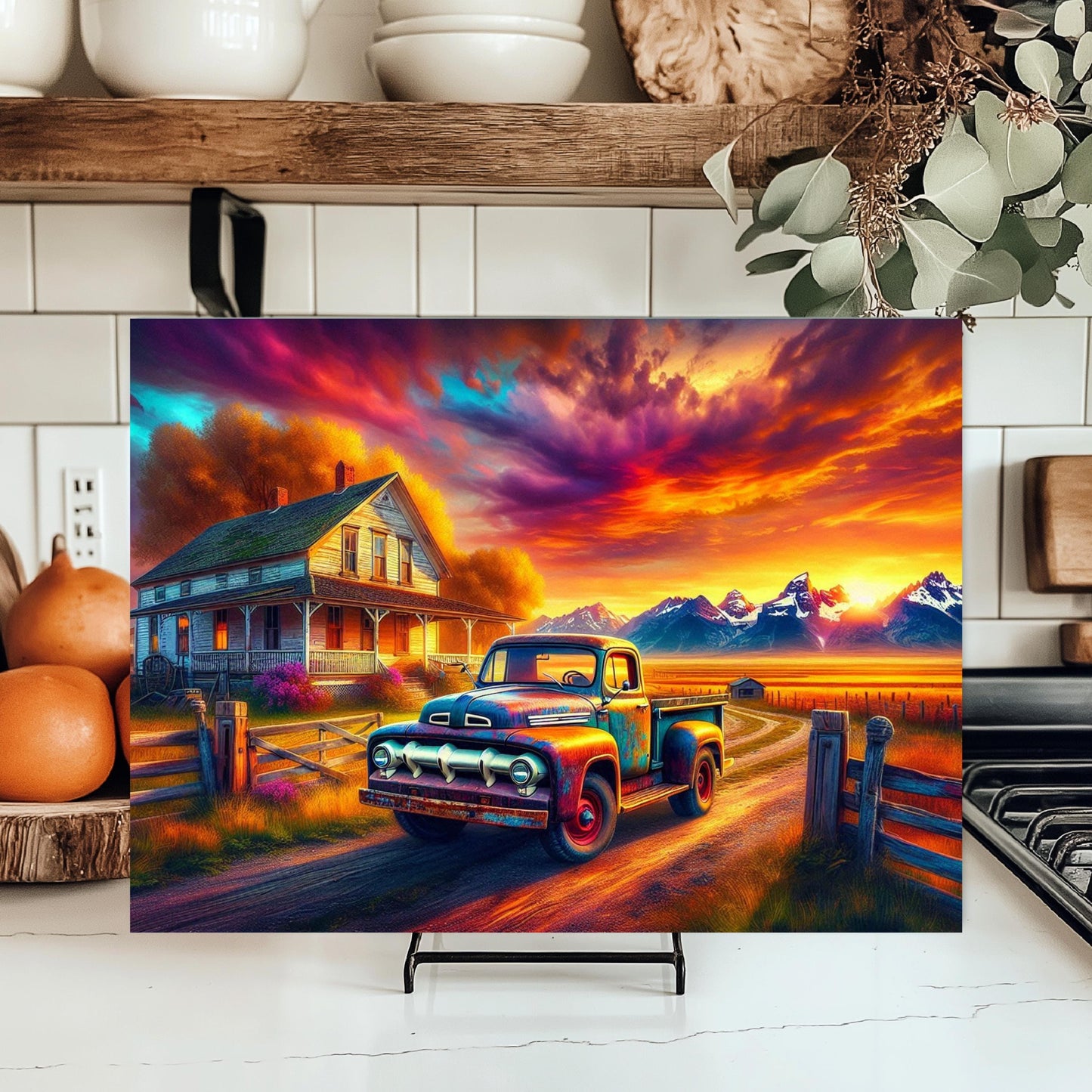 Sunset Mountain Farm Rustic Cutting Board - Charming Kitchen Decor Ideal Homestead Gift