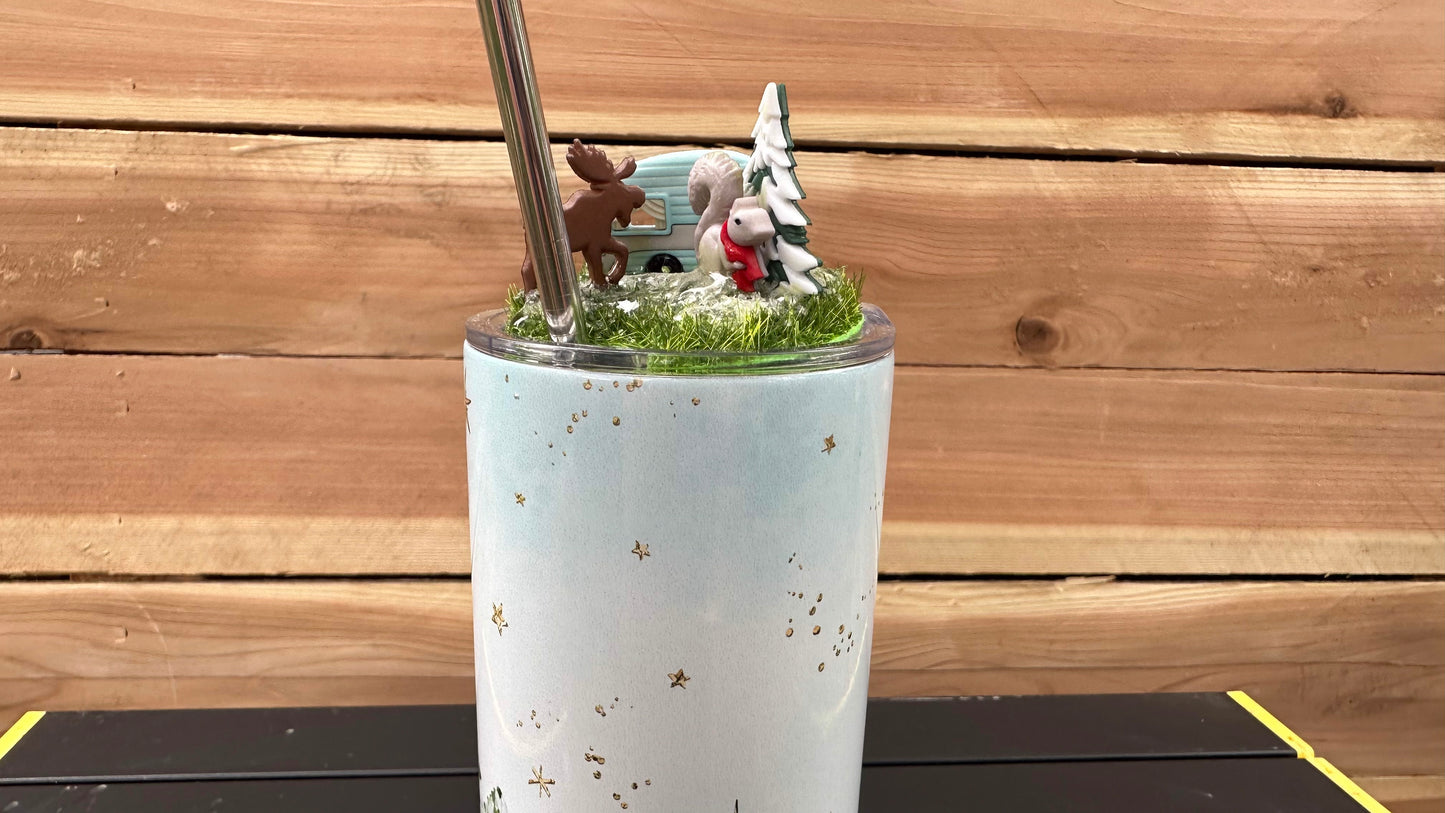 Winter RV Tumbler with Topper, Unique Gifts For Camper Lover, Christmas Gifts For Her