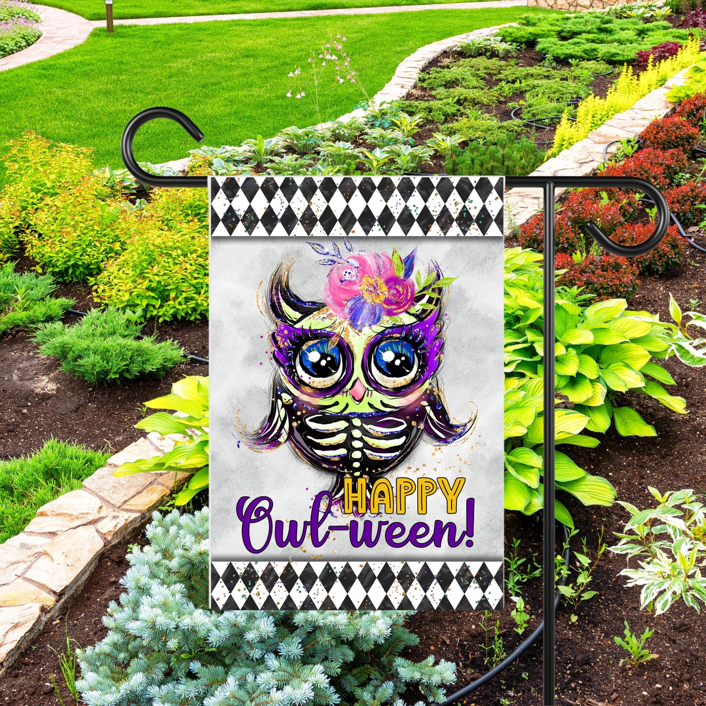 Halloween Owl Garden Flag - 12x18 Inch Double-Sided Decor Perfect Gift for Owl Lovers