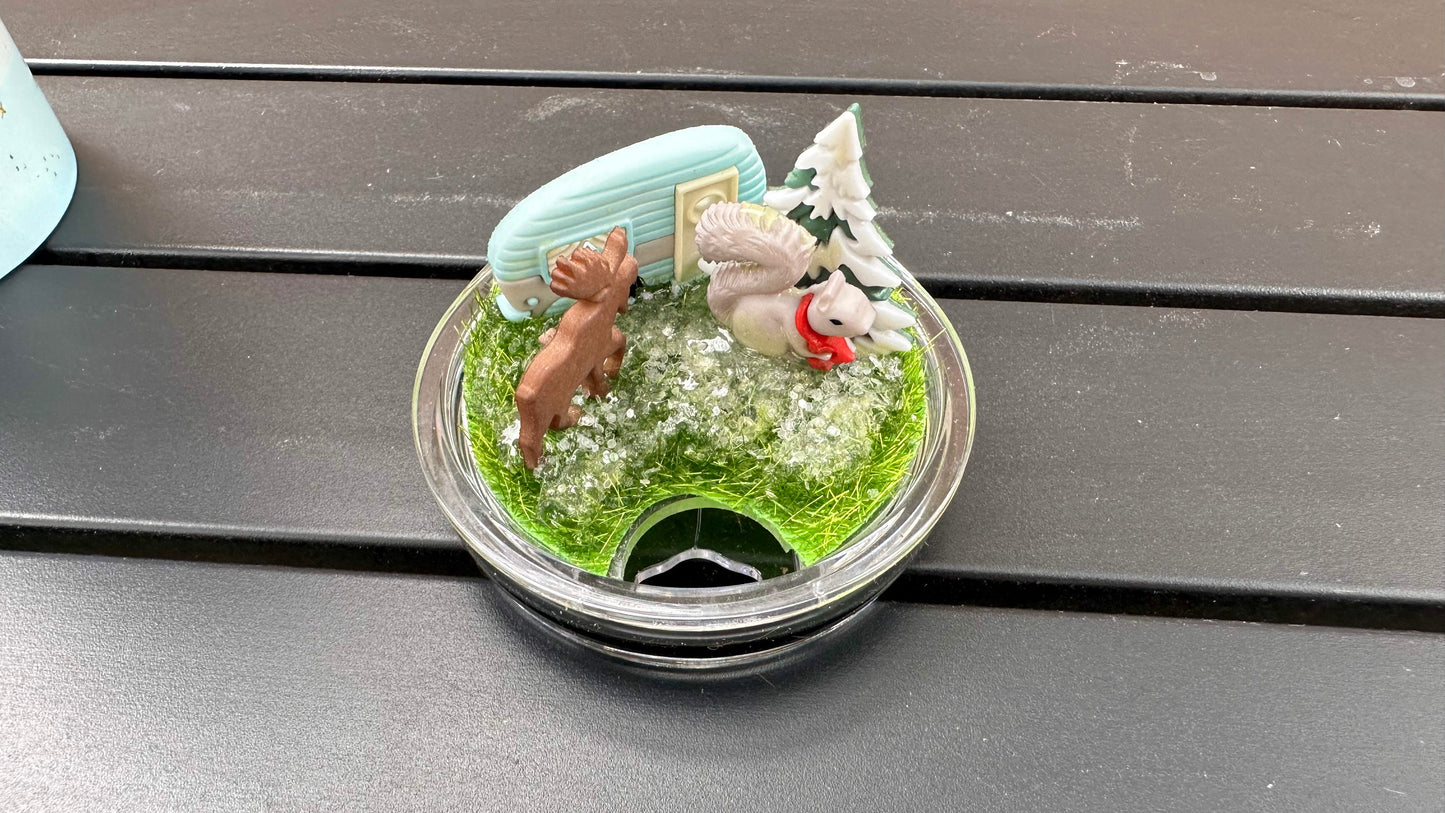 Winter RV Tumbler with Topper, Unique Gifts For Camper Lover, Christmas Gifts For Her