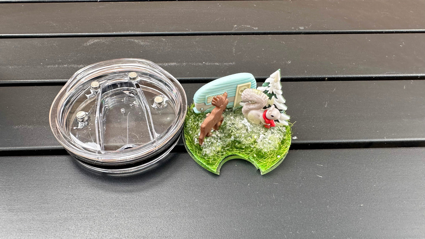 Winter RV Tumbler with Topper, Unique Gifts For Camper Lover, Christmas Gifts For Her