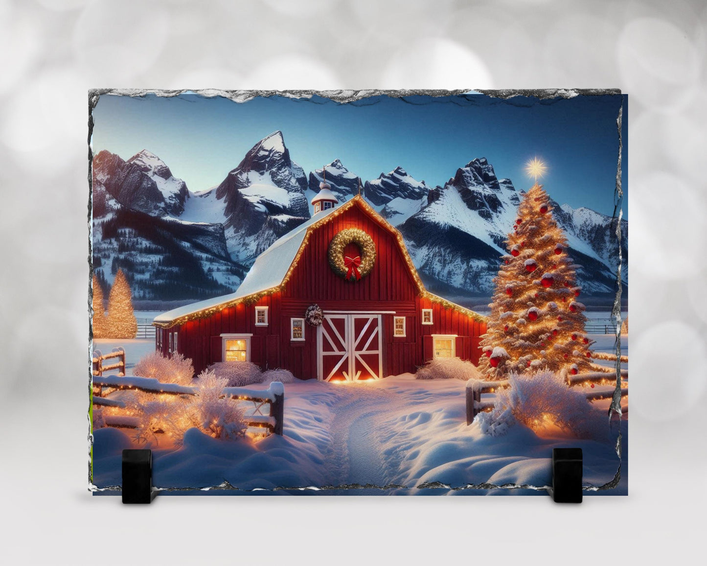 Rustic Slate Christmas Barn Decor for Cozy Holiday Charm