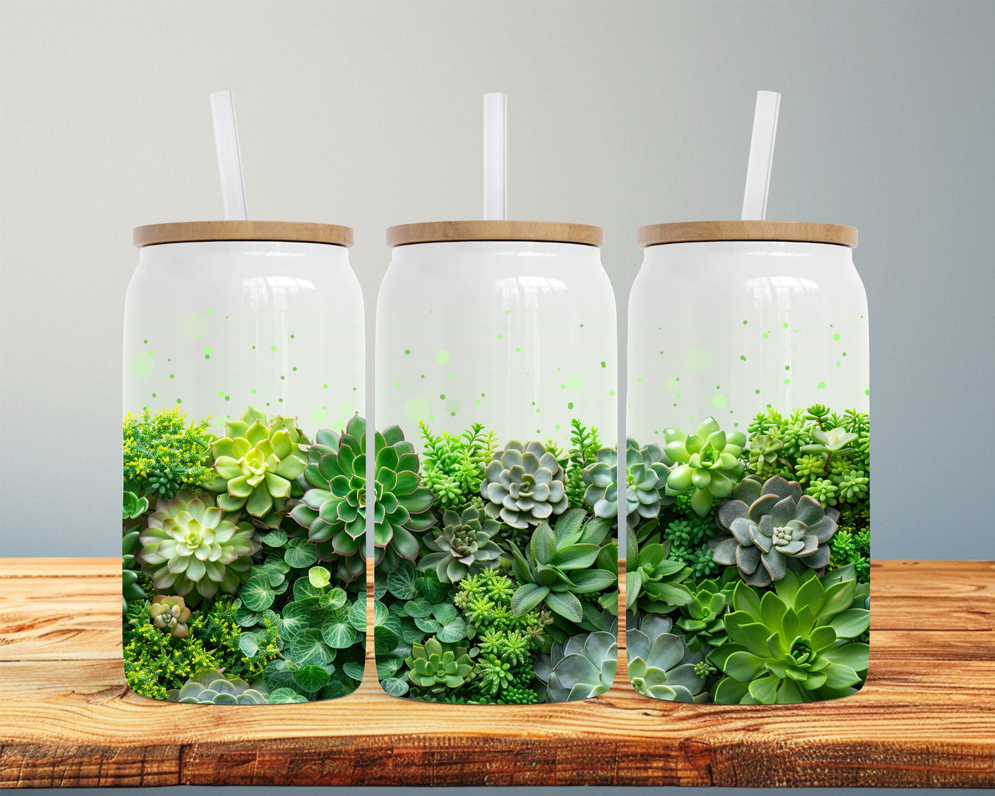Succulent Plant Tumbler, Plant Mom Gift, 16oz Botanical Soda Can, Terrarium Tumbler