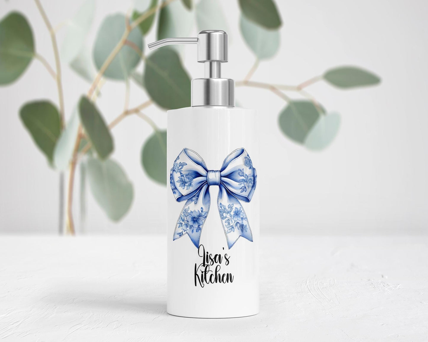 Personalized 18oz Stainless Steel Soap Dispenser with Coquette Box - Unique Bridal Shower Gift Kitchen Decor
