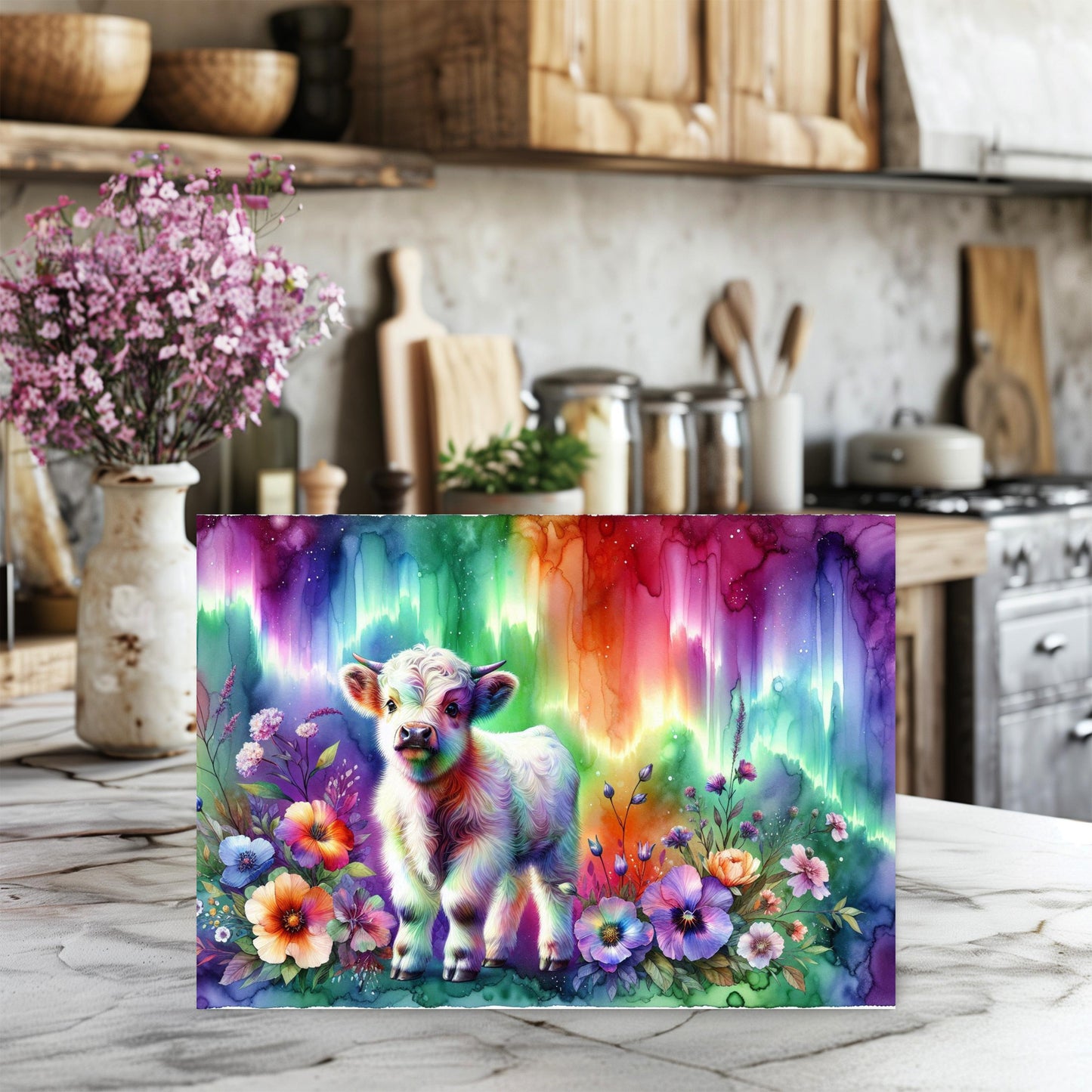 Baby Highland Cow Glass Cutting Board, Cow Lover Gift, Food Prep Board, Foodie Gift Idea