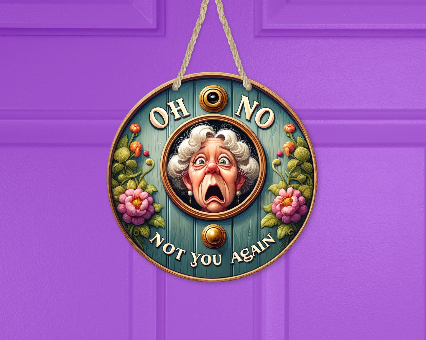 Whimsical 10x10 Aluminum Door Decor with Peek Hole Unique Housewarming Gift for Moms and New Homes