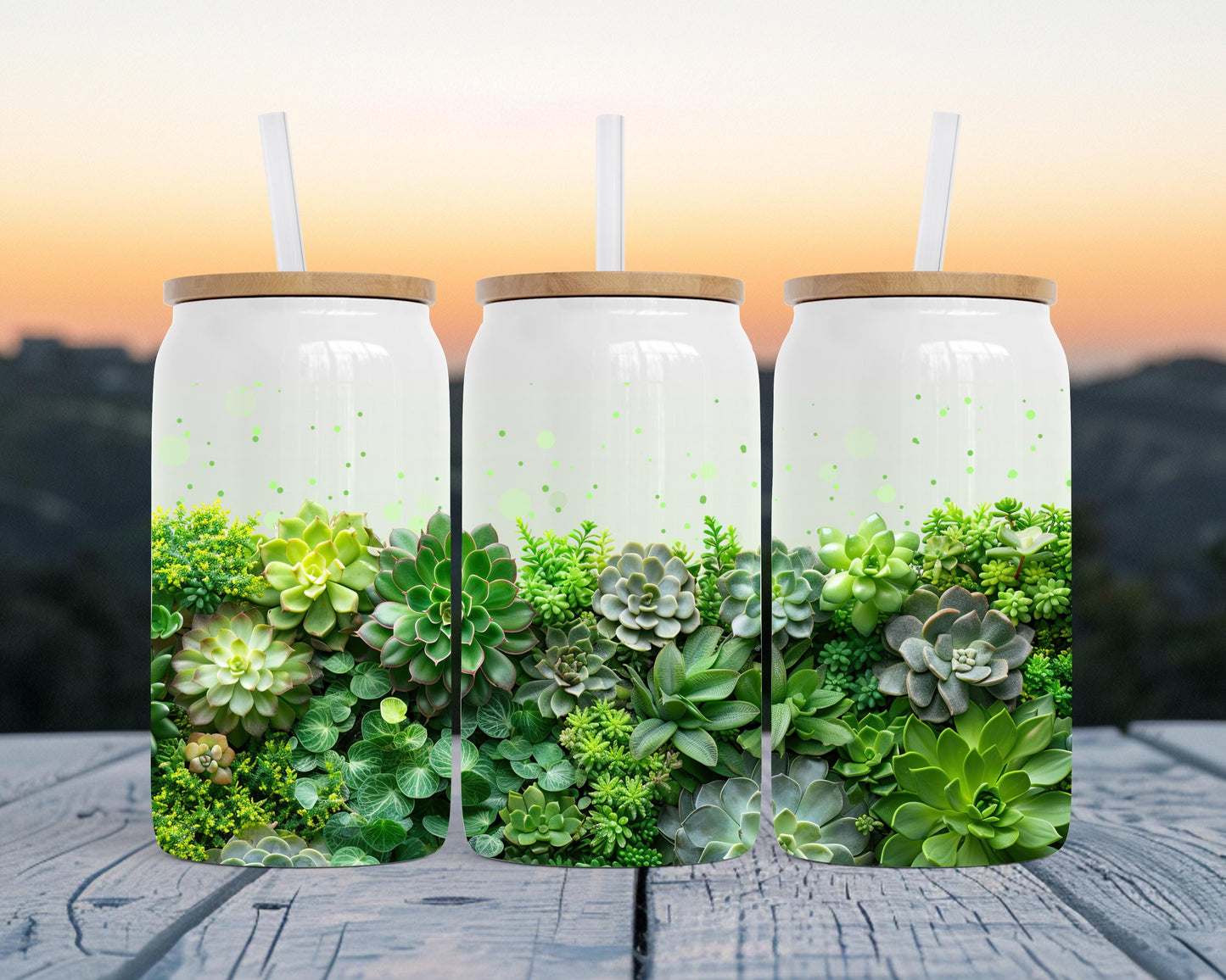Succulent Plant Tumbler, Plant Mom Gift, 16oz Botanical Soda Can, Terrarium Tumbler