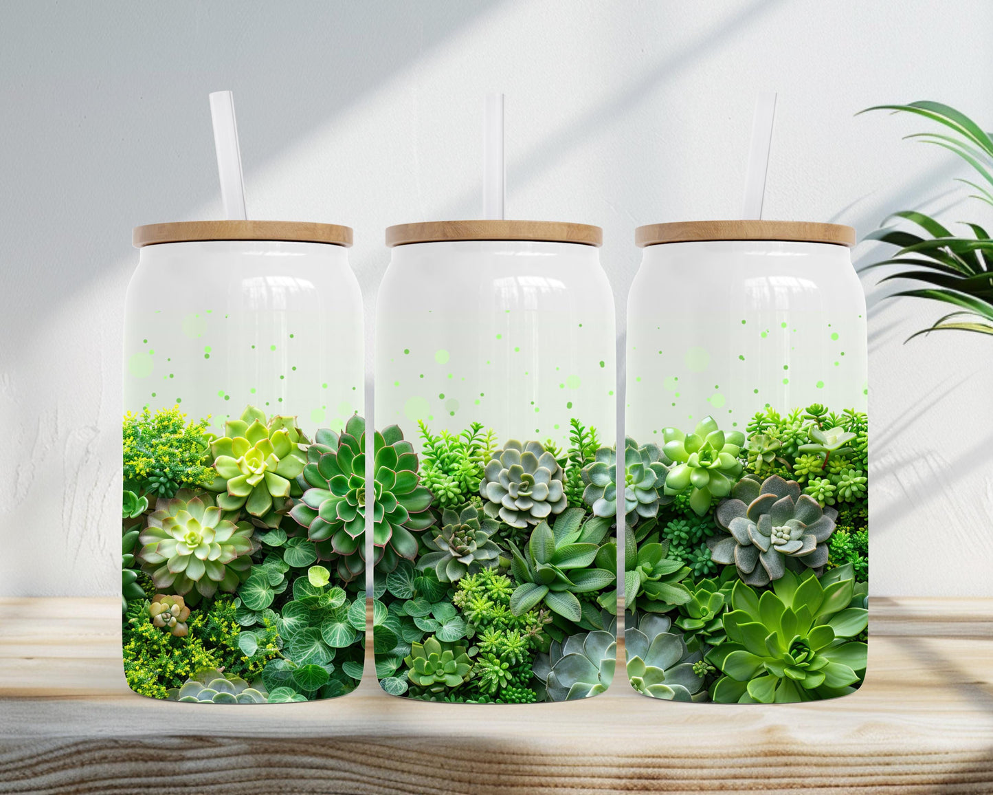Succulent Plant Tumbler, Plant Mom Gift, 16oz Botanical Soda Can, Terrarium Tumbler