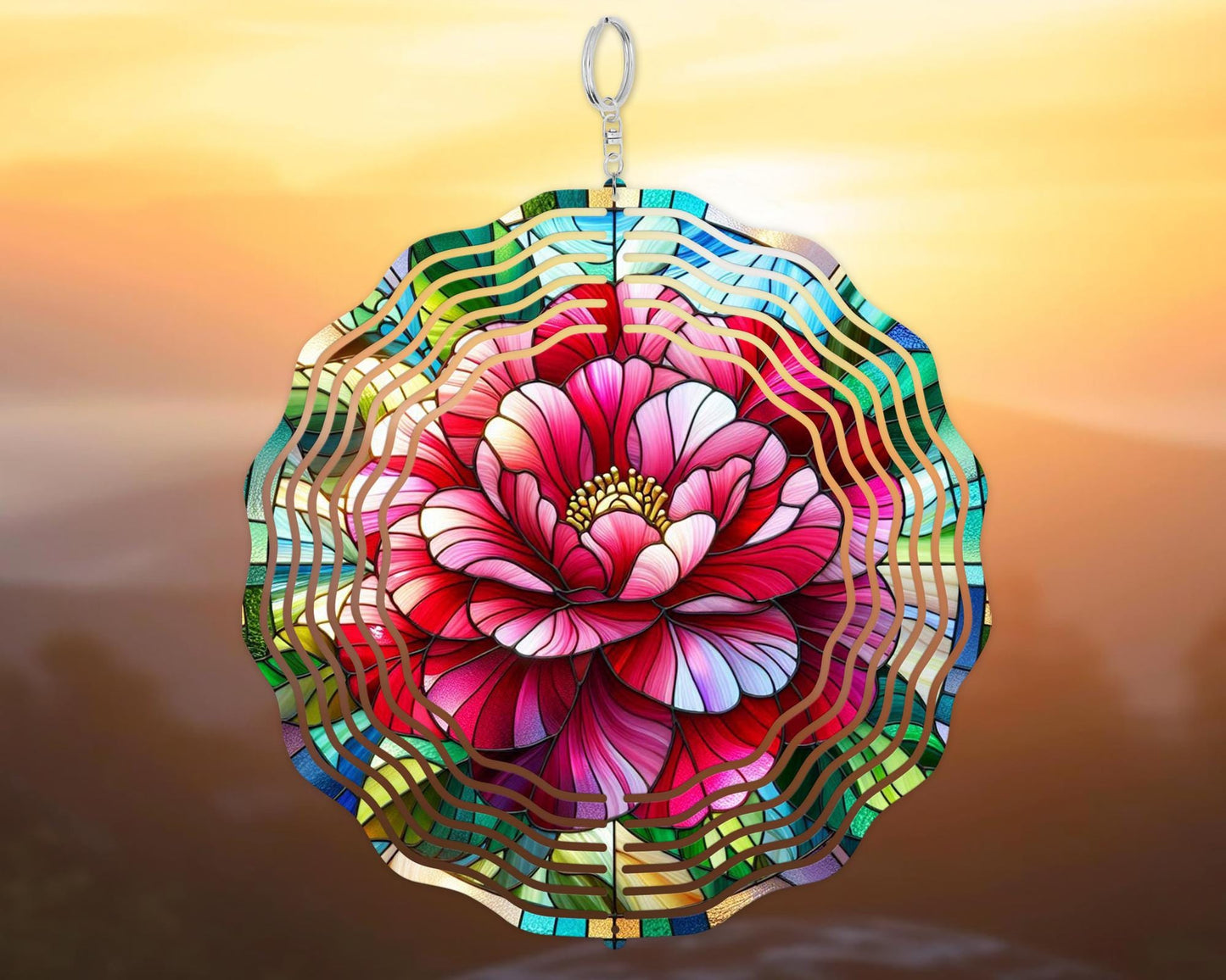 Alabama State Flower Camellia Wind Spinner, Unique Gifts for Alabama Lover, Nature-Inspired Housewarming Gift, Hanging Wind Sculpture