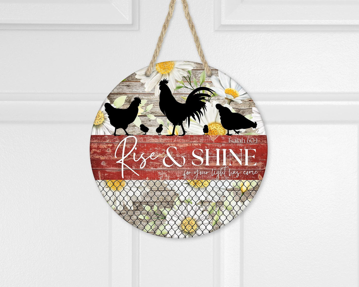 Rise Shine Chickens Door Wreath Perfect Housewarming Gift Christian Blessing for New Homes