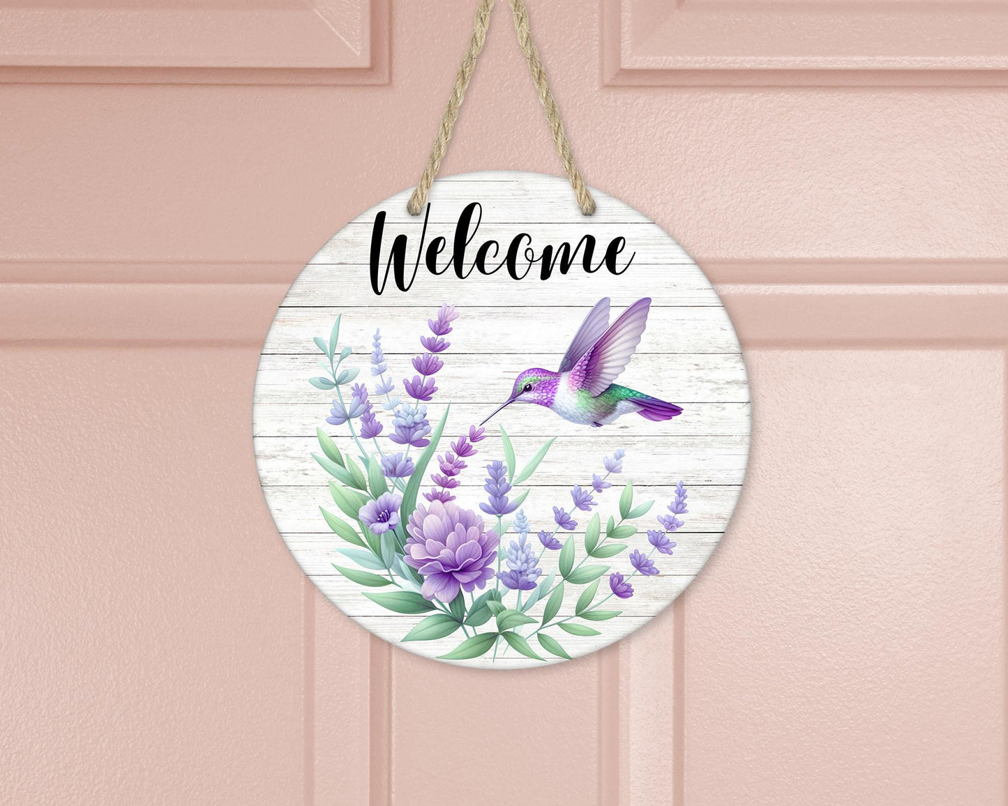 Hummingbird and Floral Aluminum Door Wreath - Unique Welcome Sign for Front Porch Decor Perfect New Home Gift for Sisters