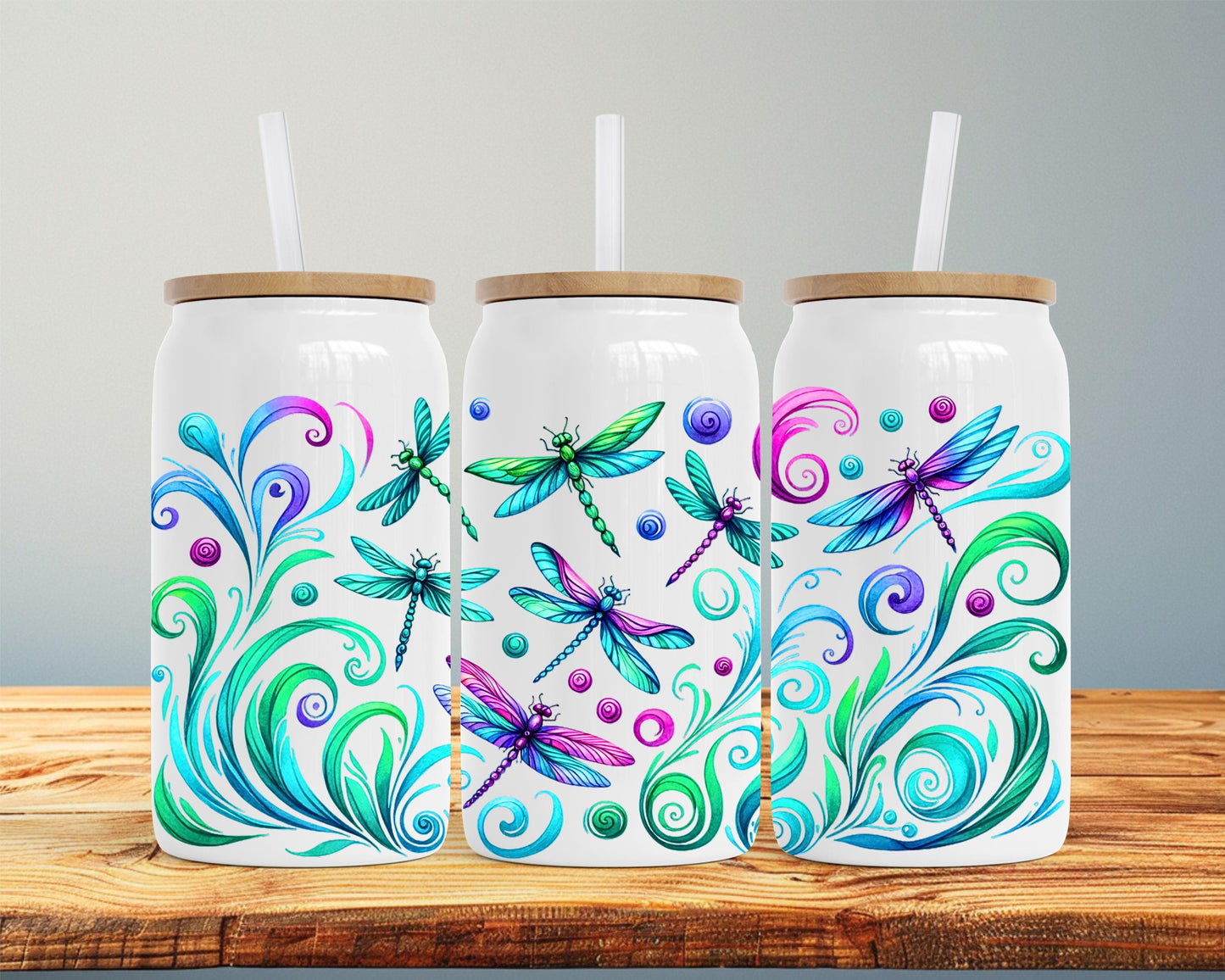 Dragonfly Tumbler Gift, Colorful Nature Travel Mug, 16oz Stainless Steel Insulated Cup